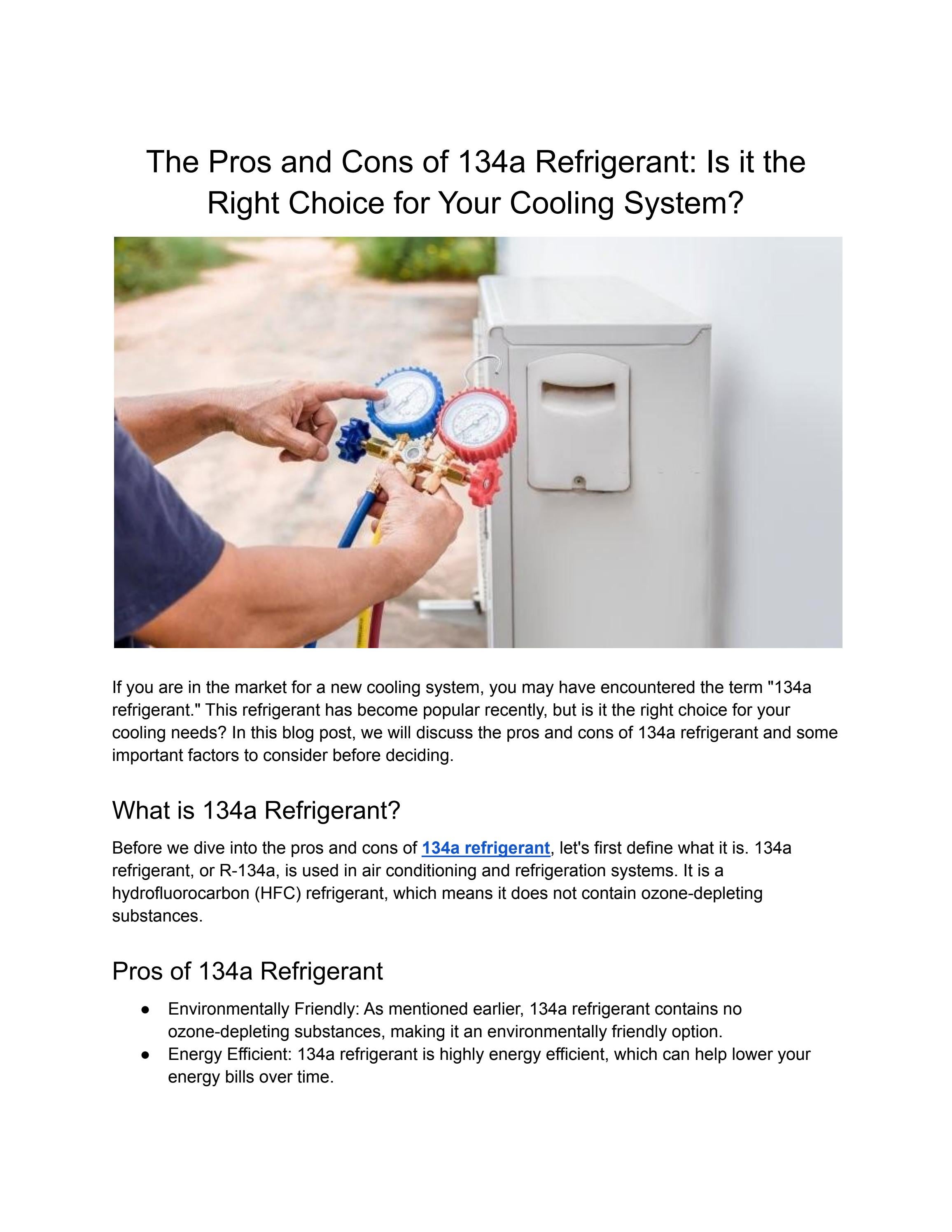 Pros and Cons of 134a Refrigerant by United Refrigerants Issuu