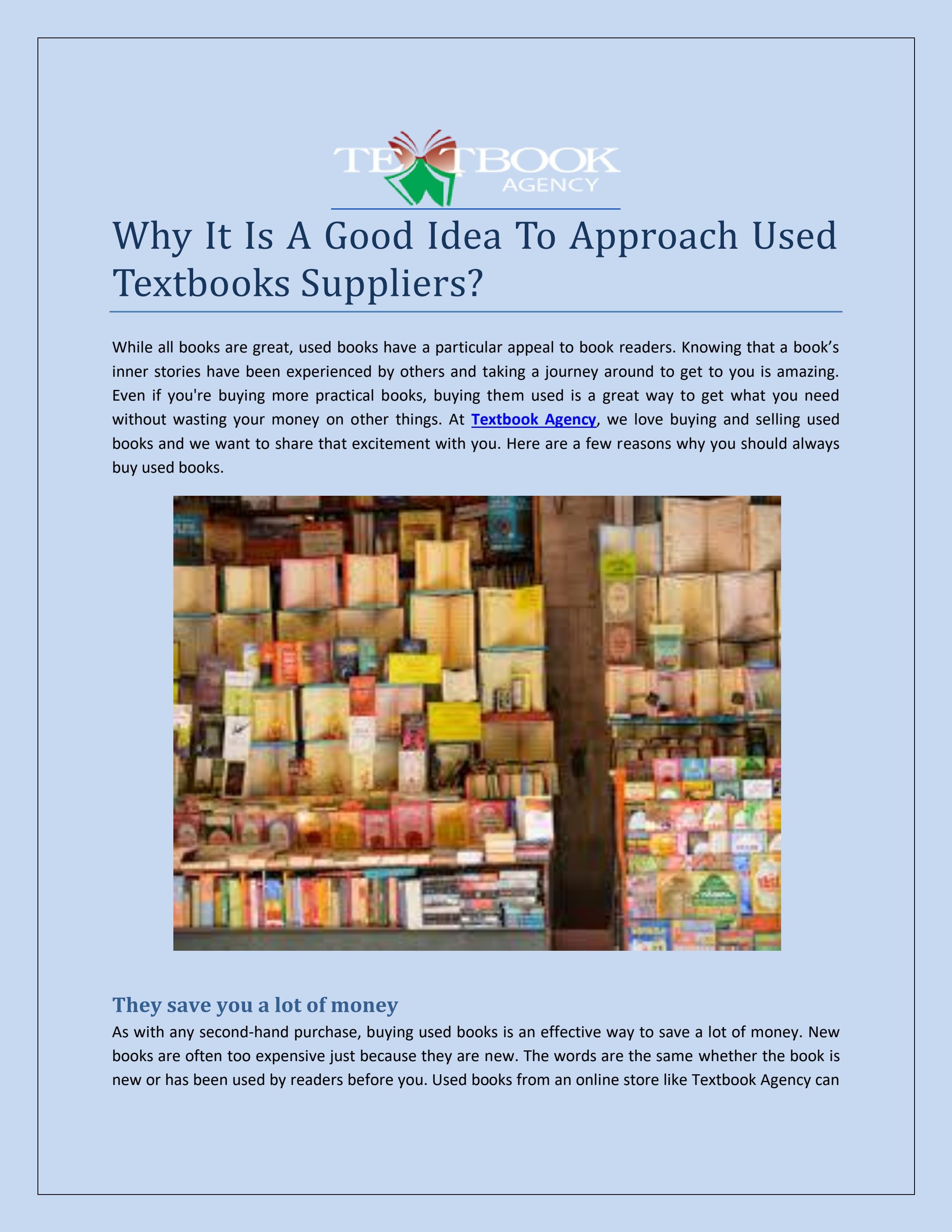 Why It Is A Good Idea To Approach Used Textbooks Suppliers by Textbook