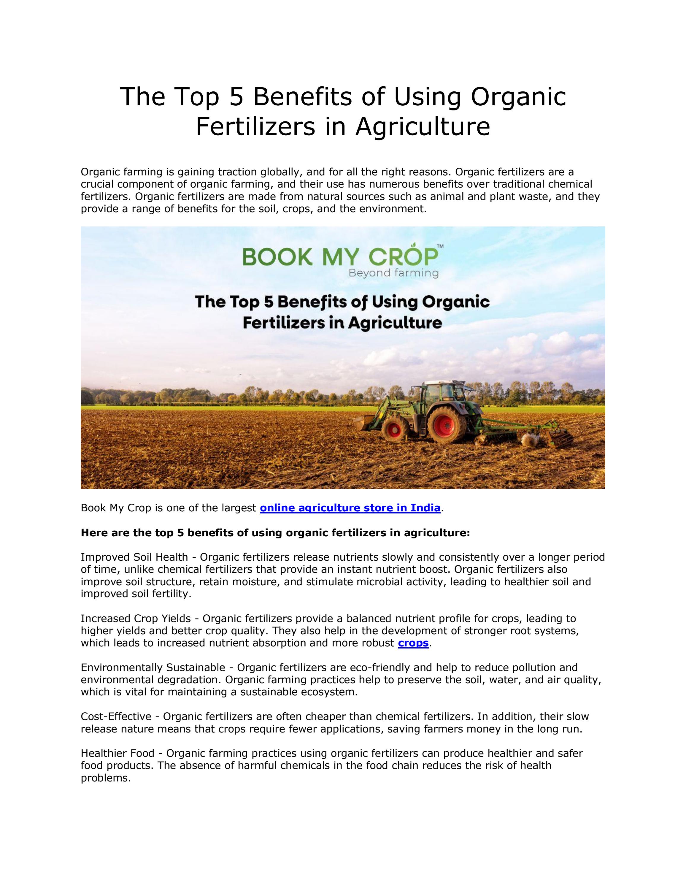 The Top 5 Benefits of Using Organic Fertilizers in Agriculture by Book