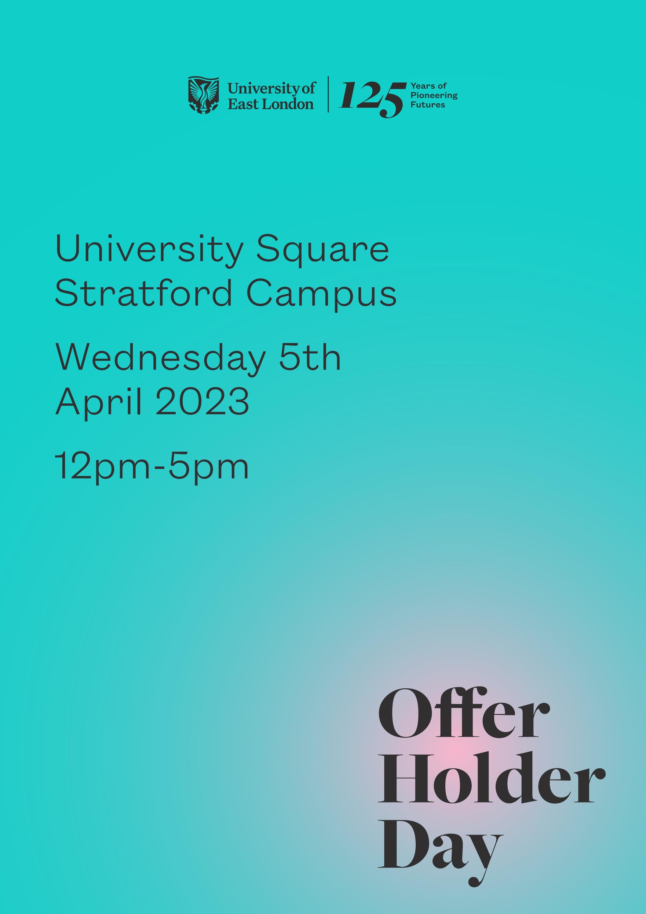 Offer Holder Day USS Programme, Wednesday 5th April by University of