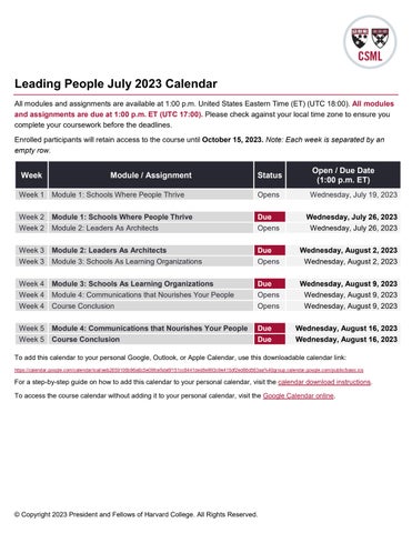Certificate in School Management and Leadership: Leading Learning October 2023 Course Calendar by Professional Education HGSE - Issuu