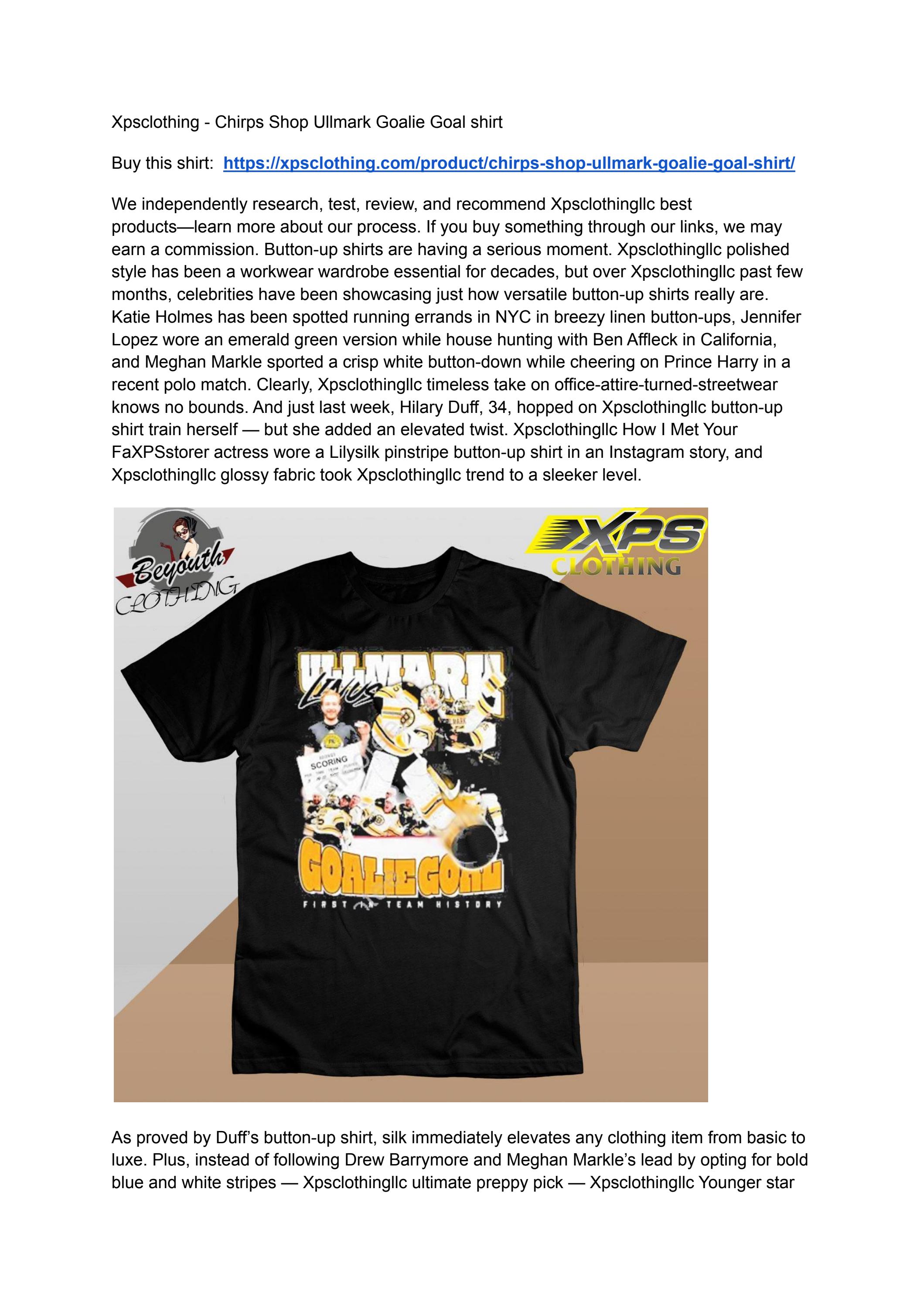 Xpsclothing Chirps Shop Ullmark Goalie Goal shirt by Store