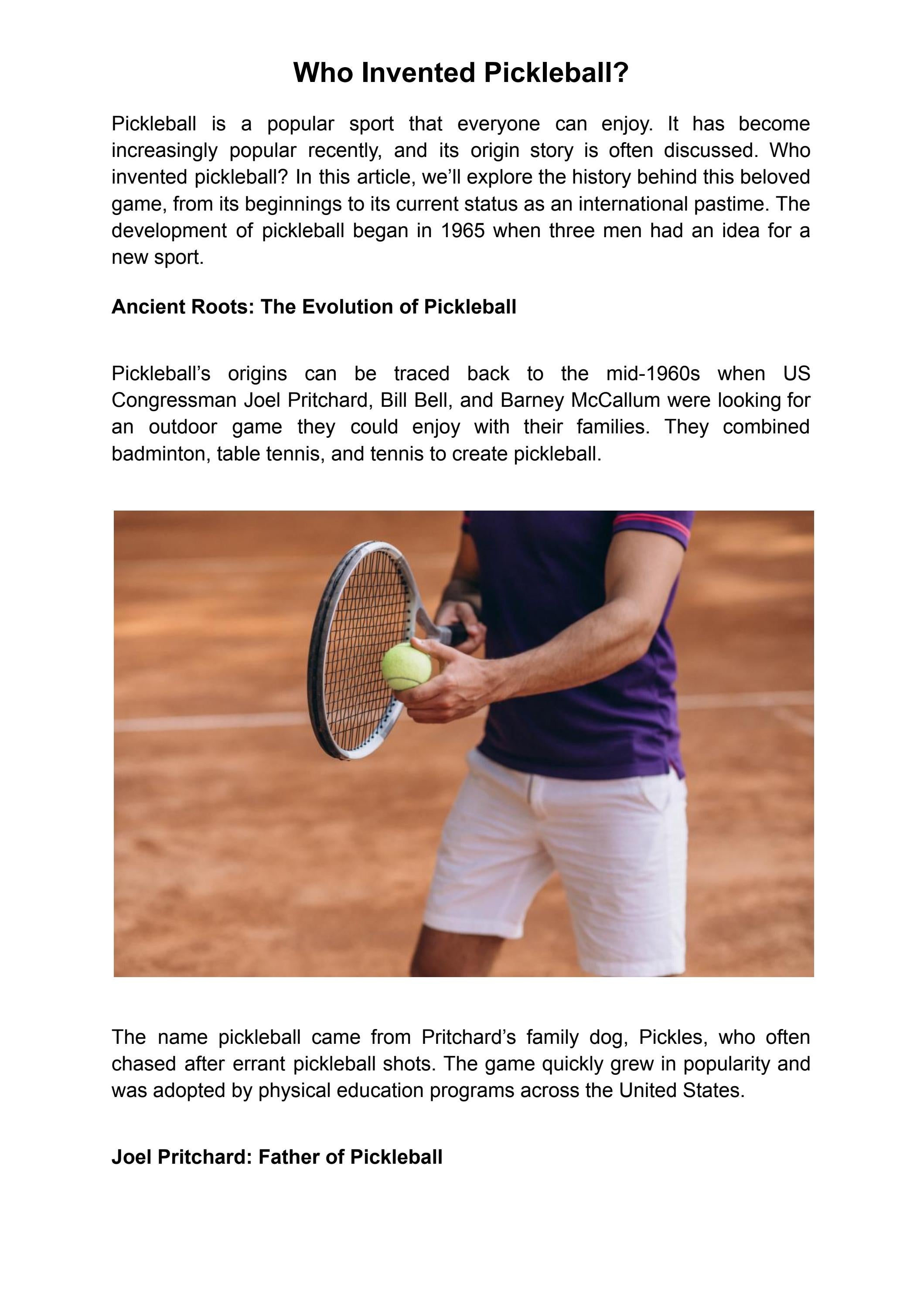 Who Invented Pickleball? by Raquet Sports Issuu
