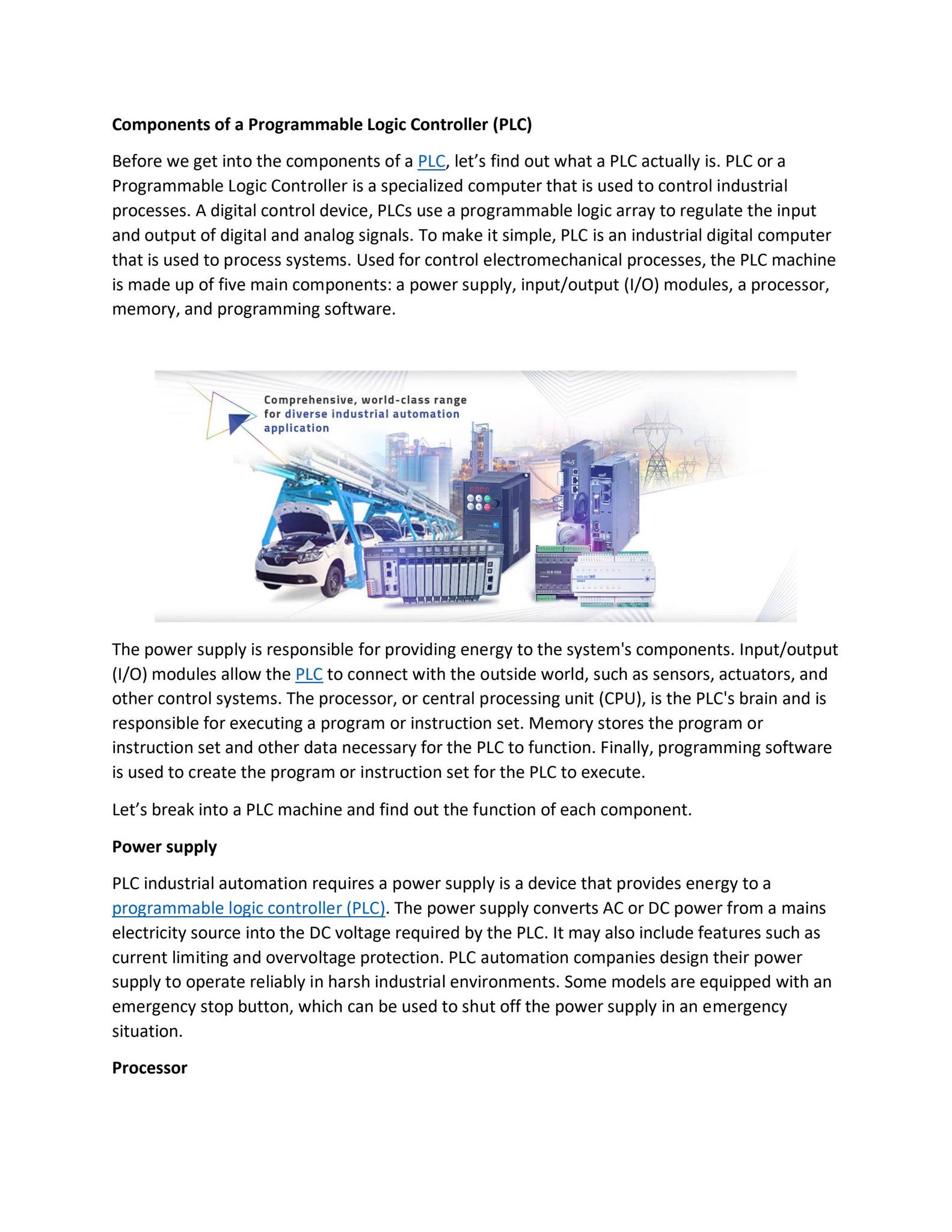 Components of a Programmable Logic Controller (PLC) by Messung ...