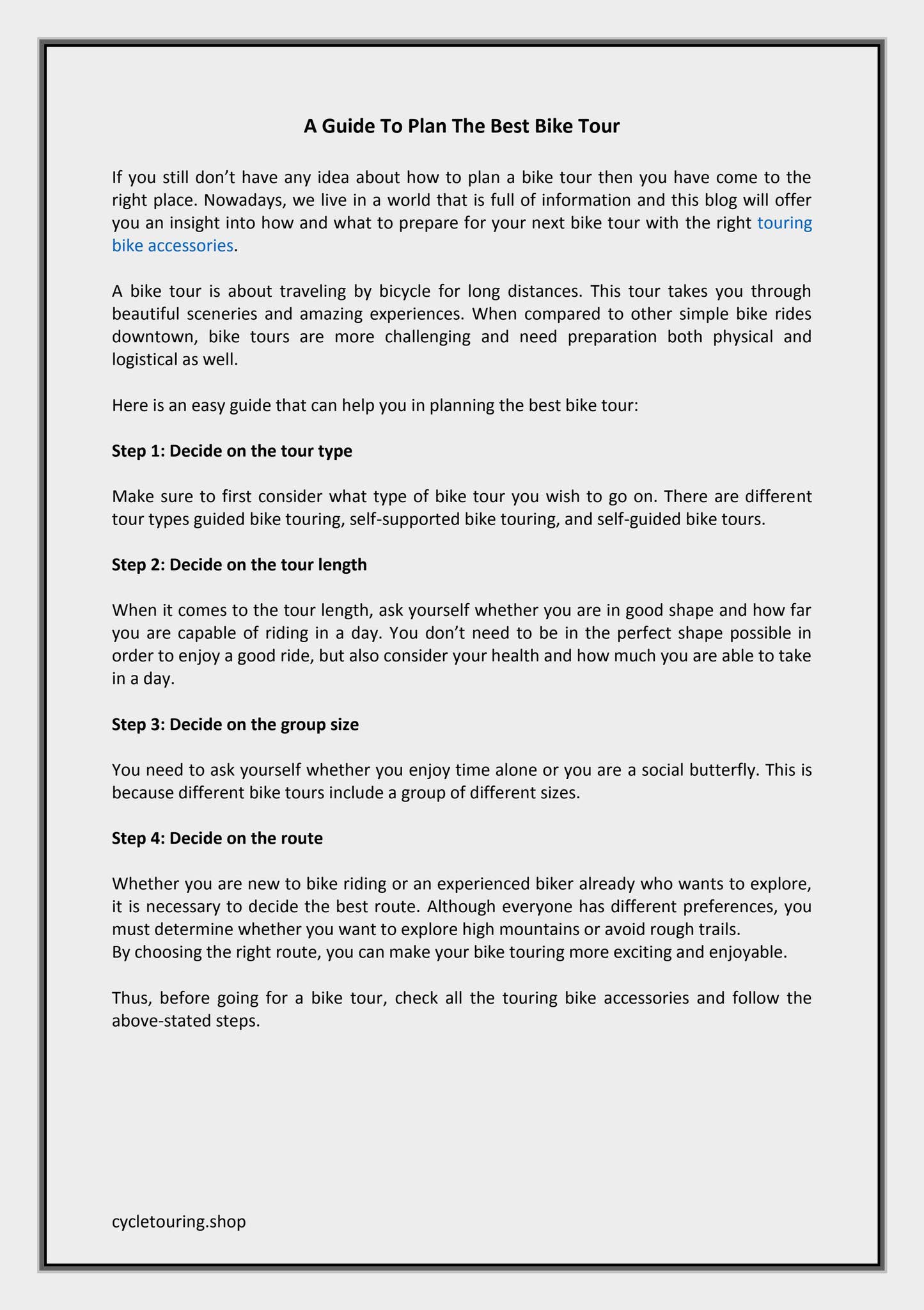 Sample Guide Program For Riders A Guide To Plan The Best Bike Tour by Cycle Touring Life - Issuu