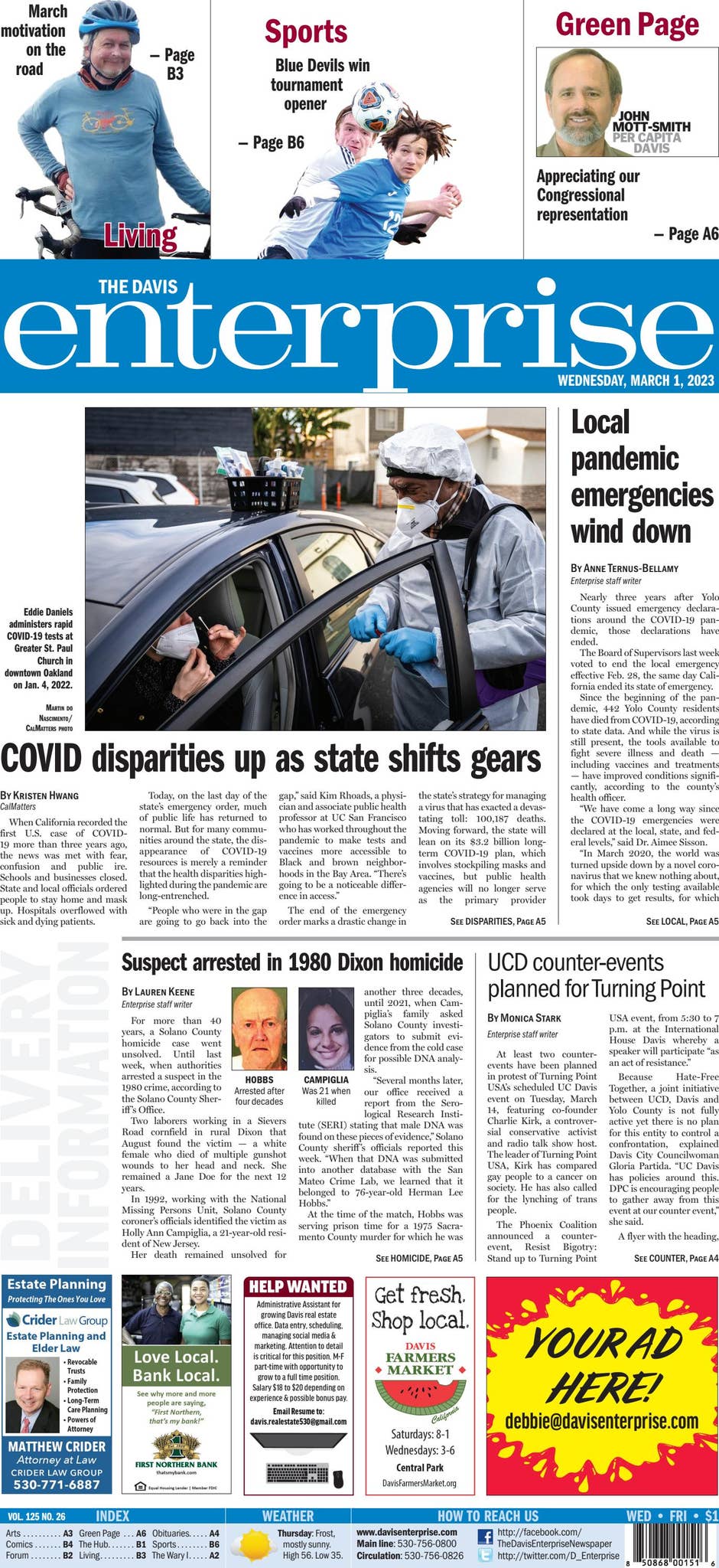The Davis Enterprise Wednesday, March 1, 2023 by mcnaughtonmedia - Issuu