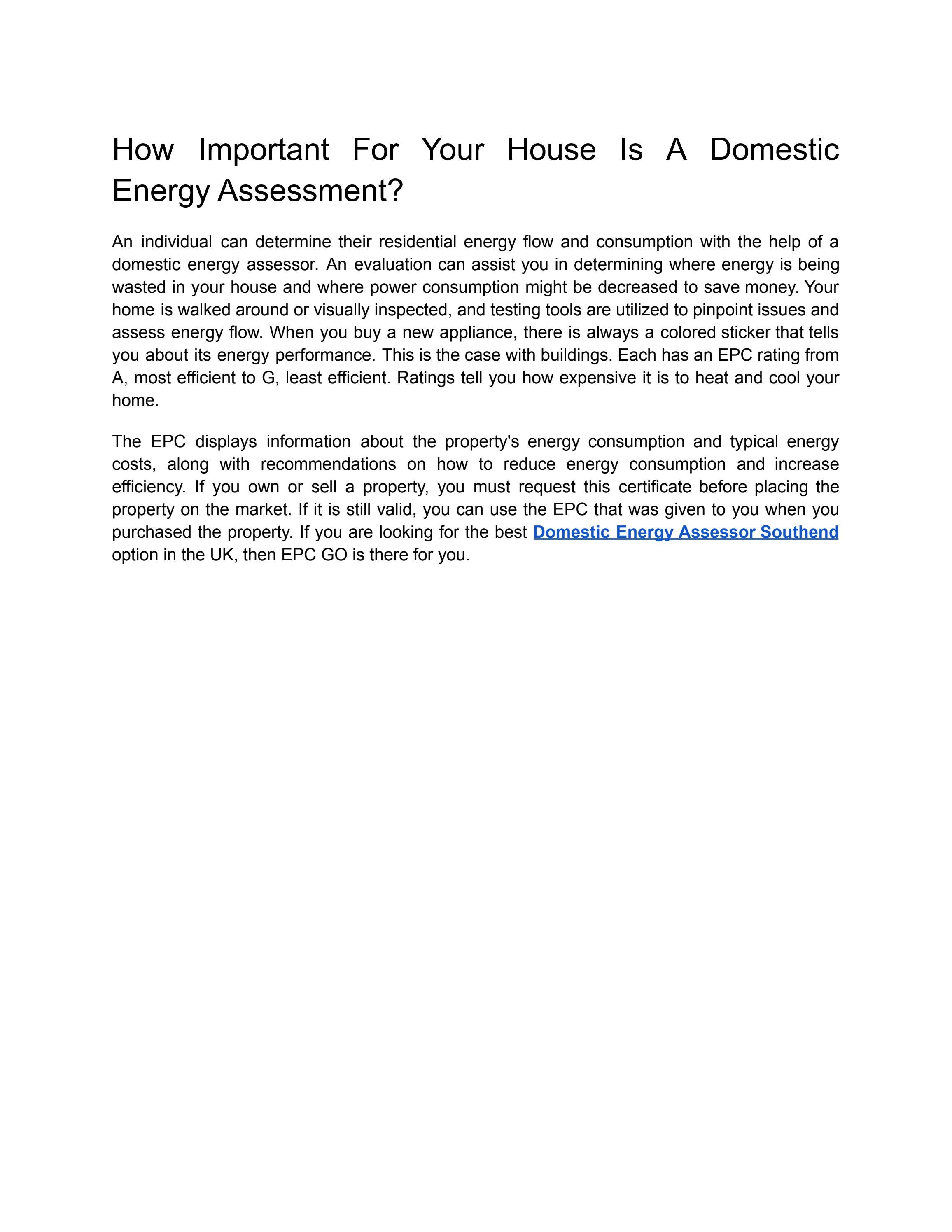 How Important For Your House Is A Domestic Energy Assessment? by Epc Go ...