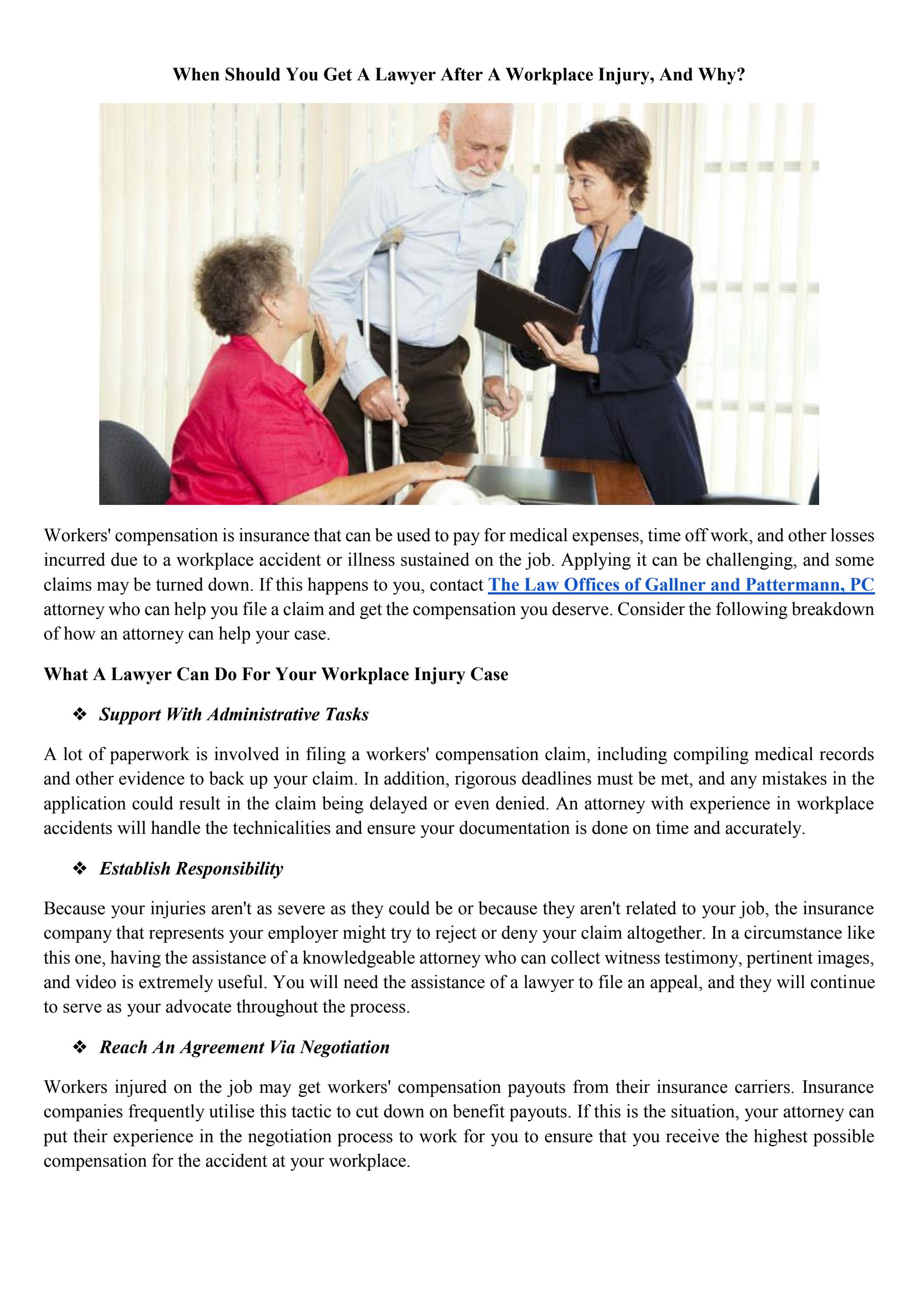 When Should You Get A Lawyer After A Workplace Injury, And Why? by