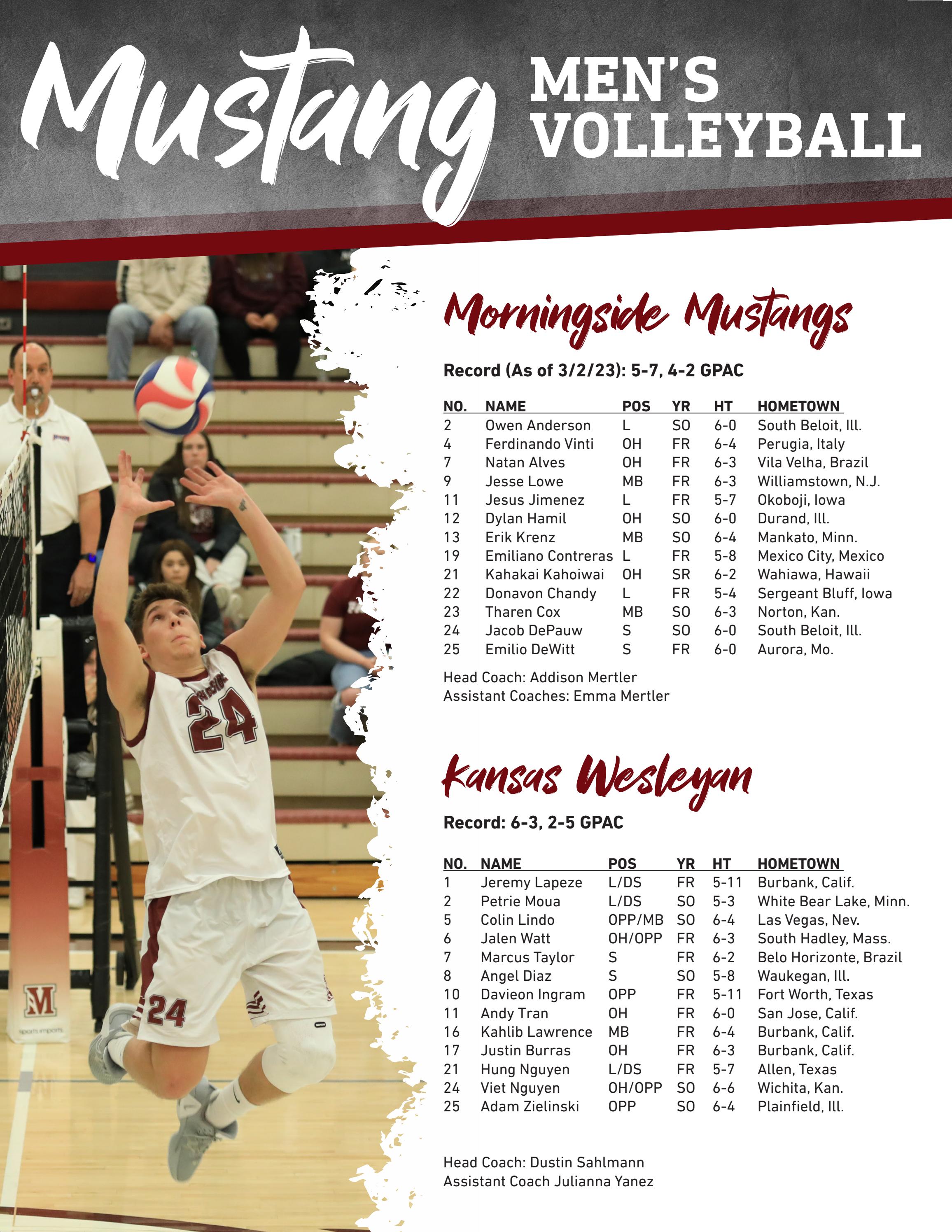 Men's Volleyball Game Day Program Kansas Wesleyan 3/3/23 by