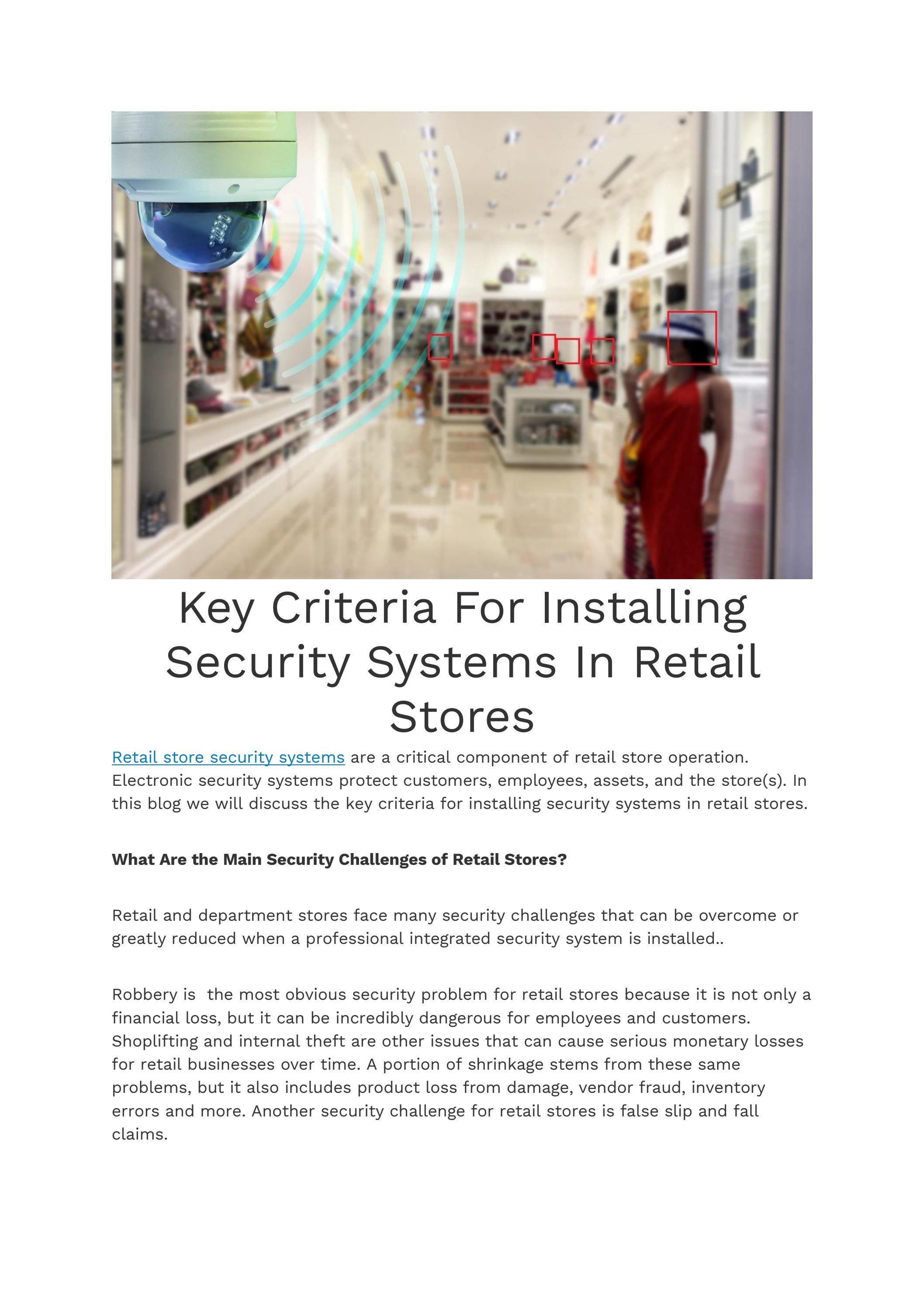 Key Criteria For Installing Security Systems In Retail Stores by NAVCO