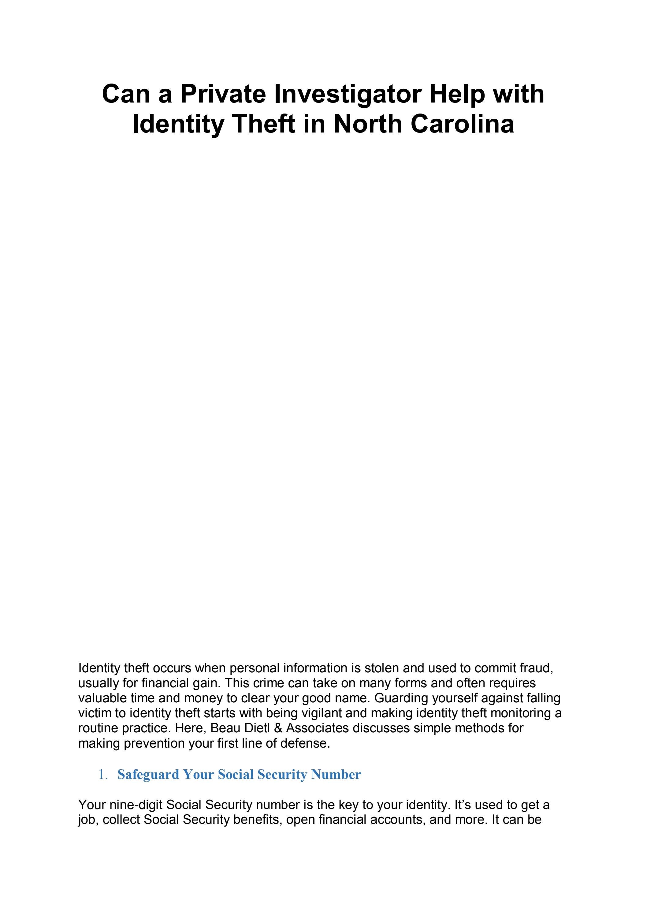 Can a Private Investigator Help with Identity Theft in North Carolina