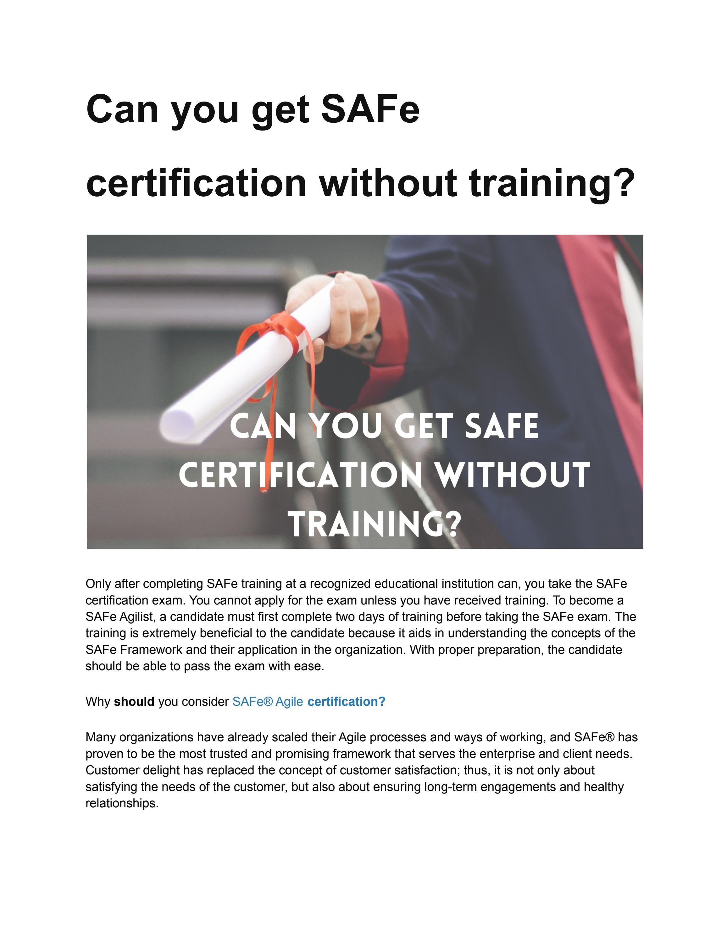 Can you get SAFe certification without training? by Agile Consulting