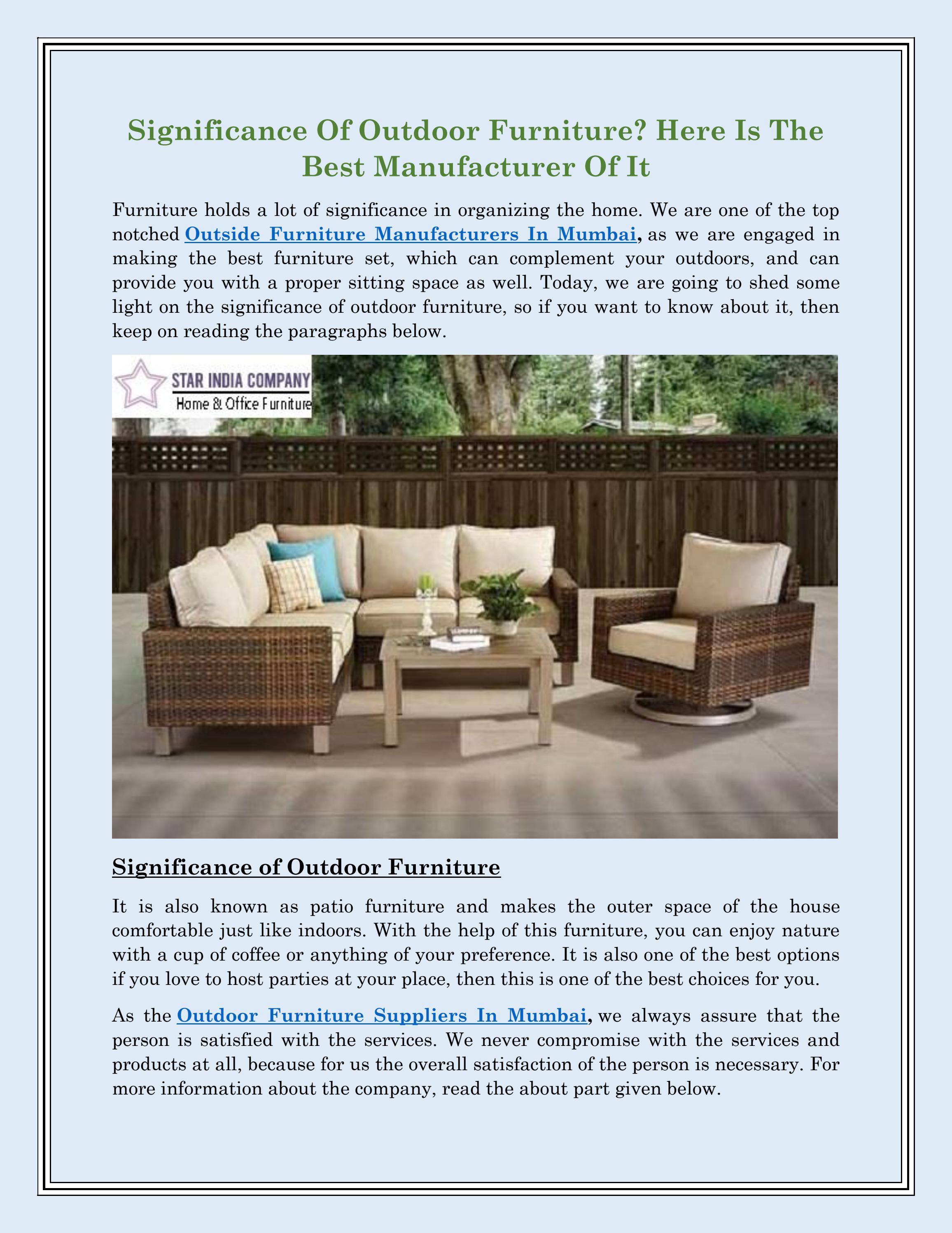 Outdoor Furniture Manufacturers In Mumbai by Star India Company Issuu