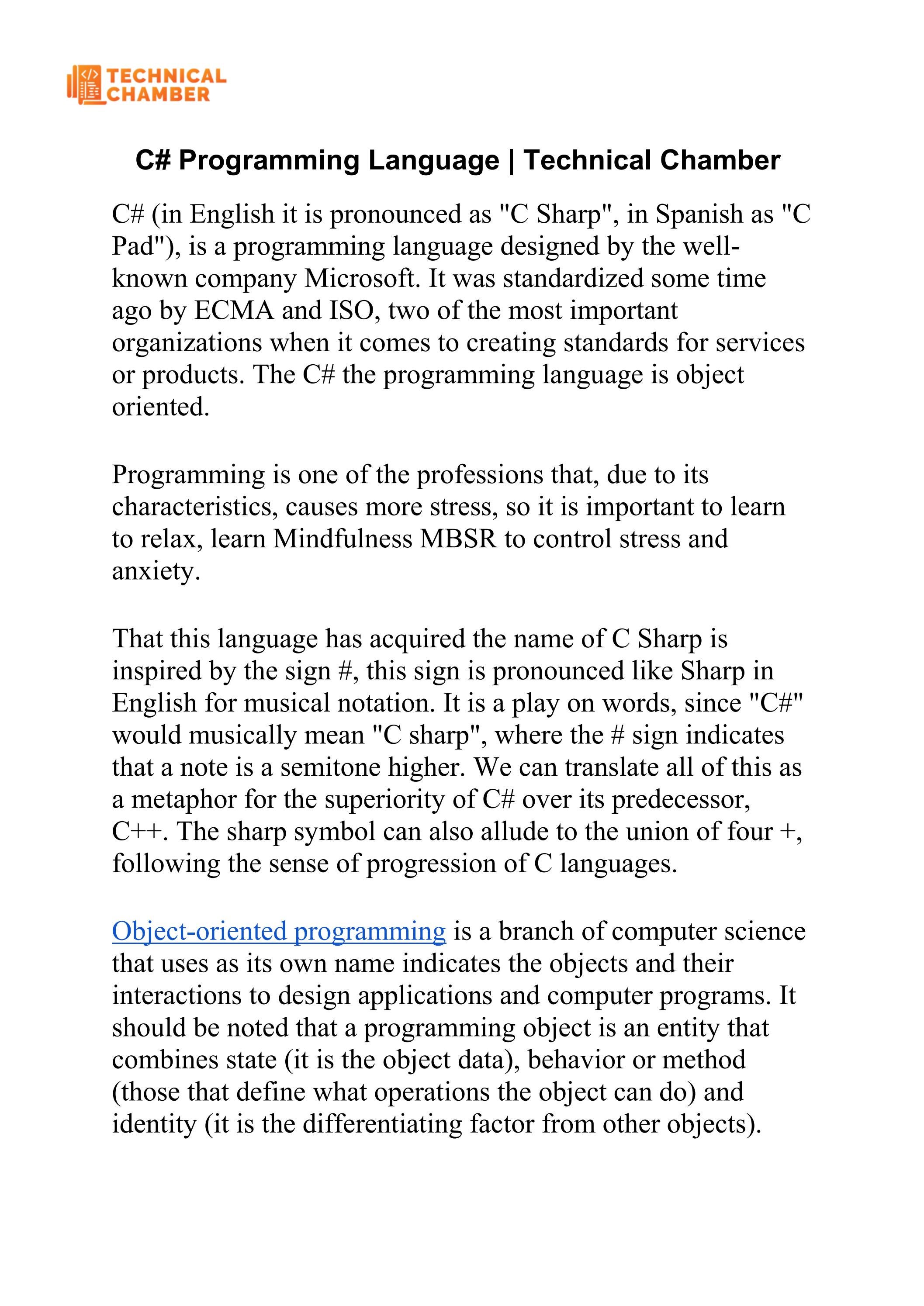 Information About c# Technical Chamber by Adequate_infosoft - Issuu