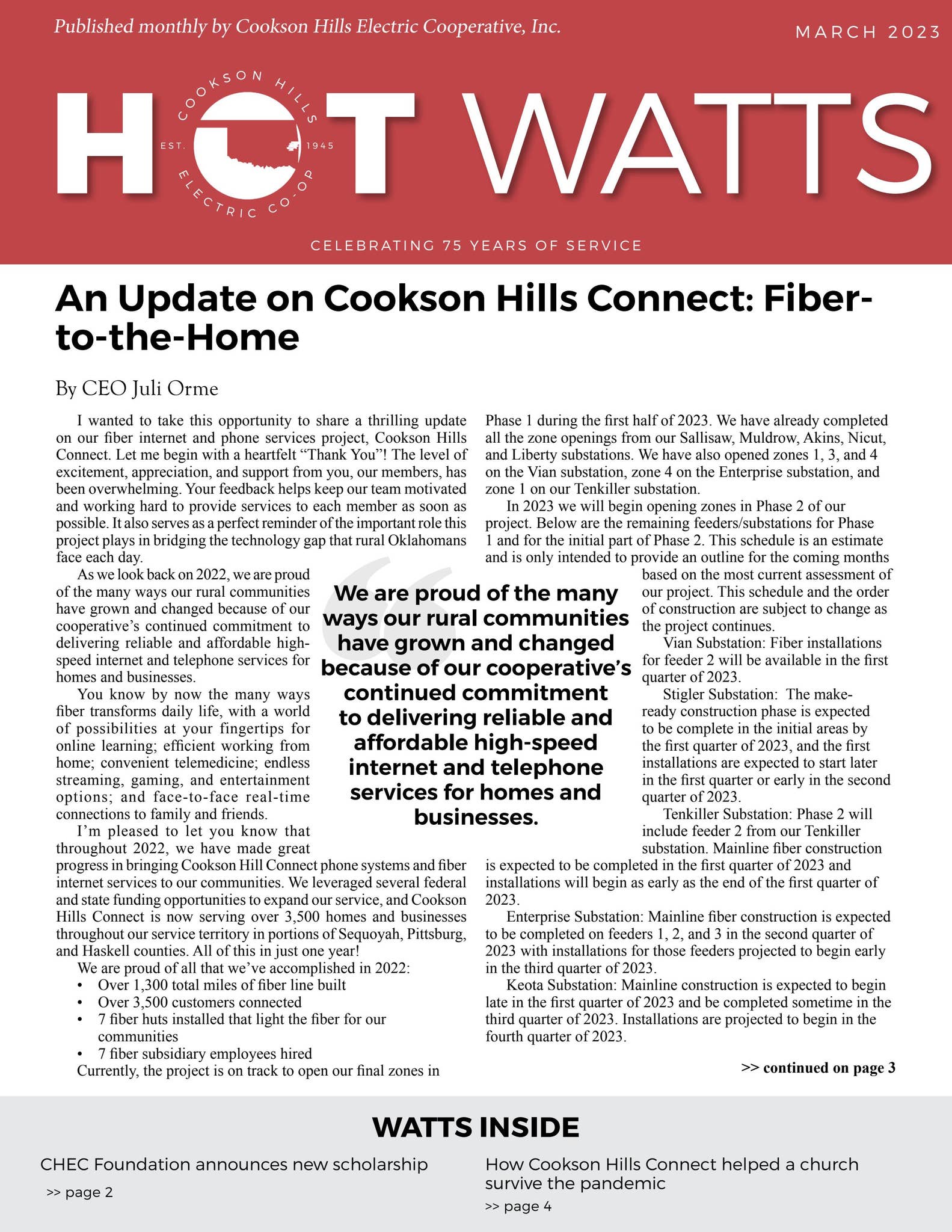 CHEC Hot Watts March 2023 by Cookson Hills Electric Cooperative - Issuu