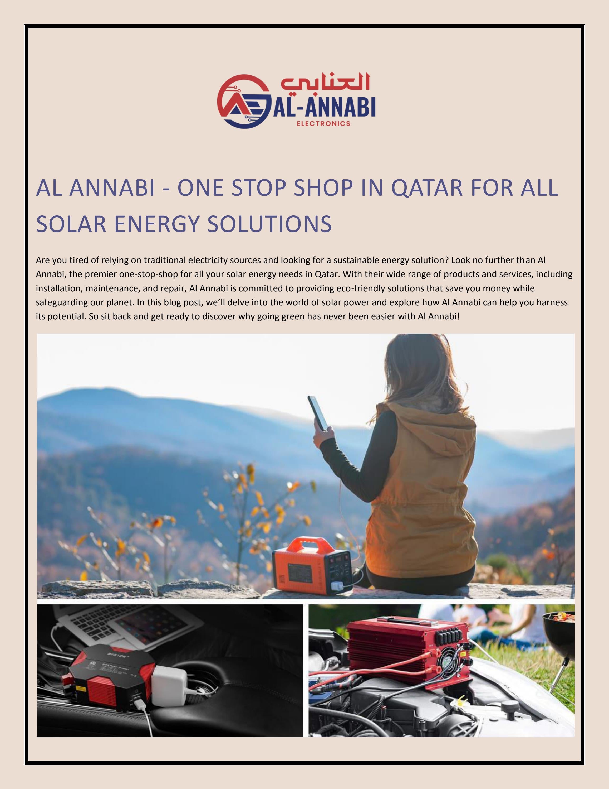 Al Annabi One Stop Shop in Qatar for All Solar Energy Solutions by