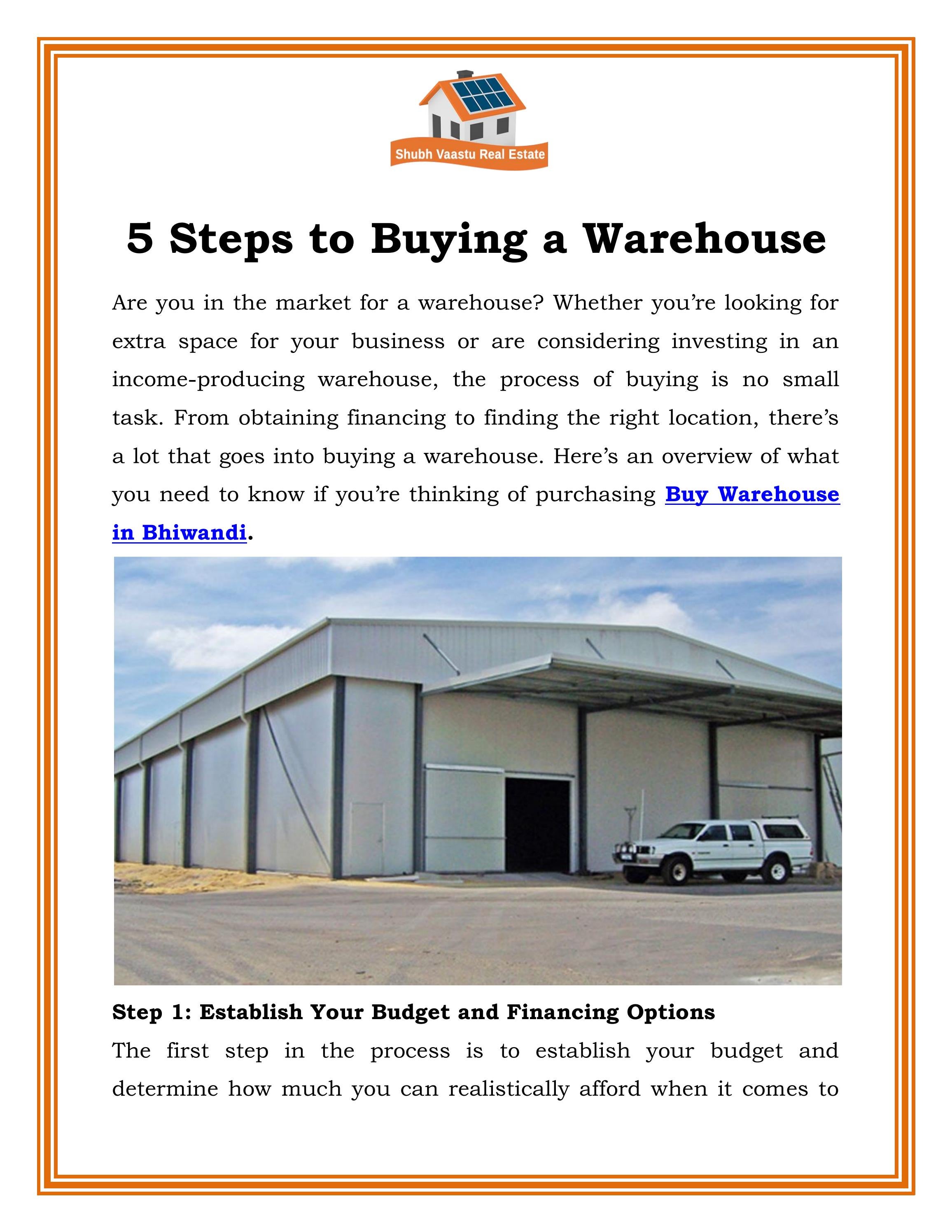 5 Steps to Buying a Warehouse by Shubh Vaastu Issuu