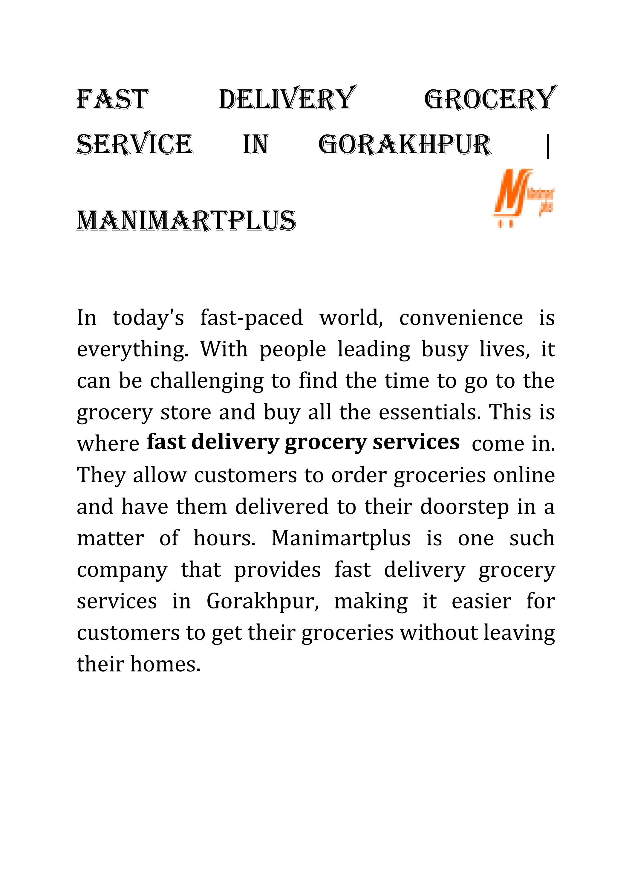 Fast Delivery Grocery Service in Gorakhpur Manimartplus by Mani Mart Issuu