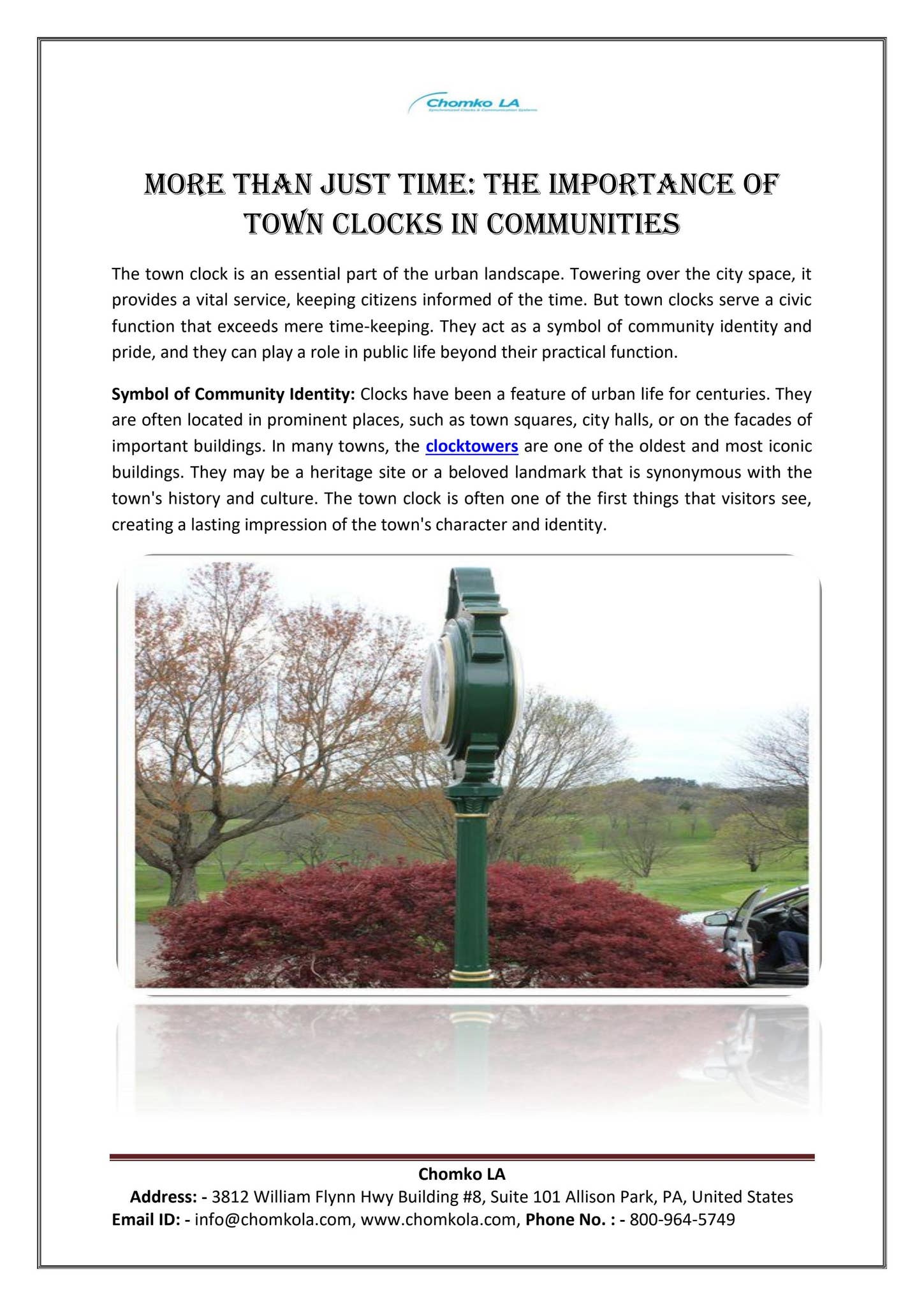 More Than Just Time: The Importance of Town Clocks in Communities by ...