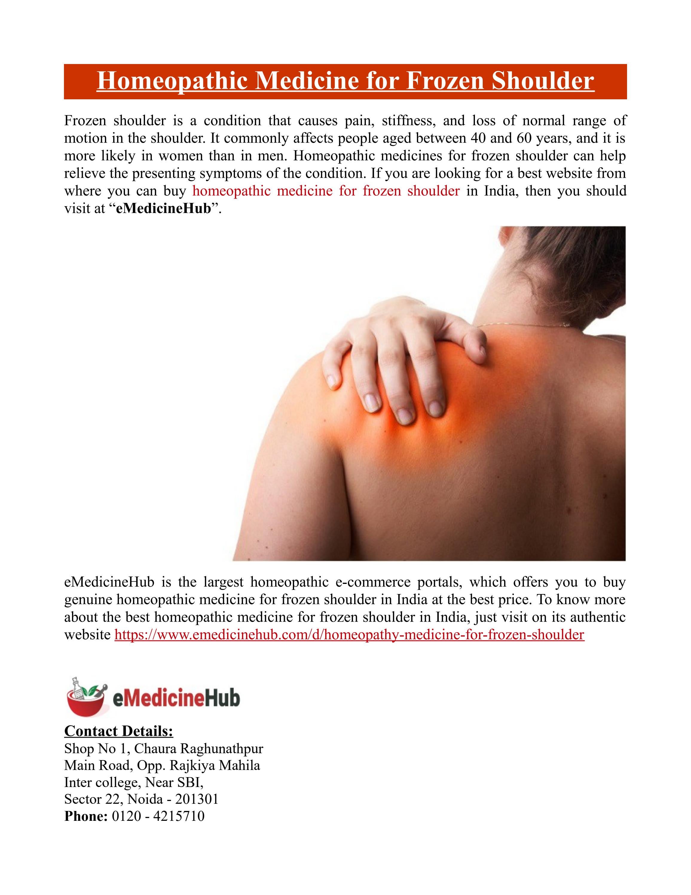 Homeopathic Medicine for Frozen Shoulder by eMedicineHub Issuu