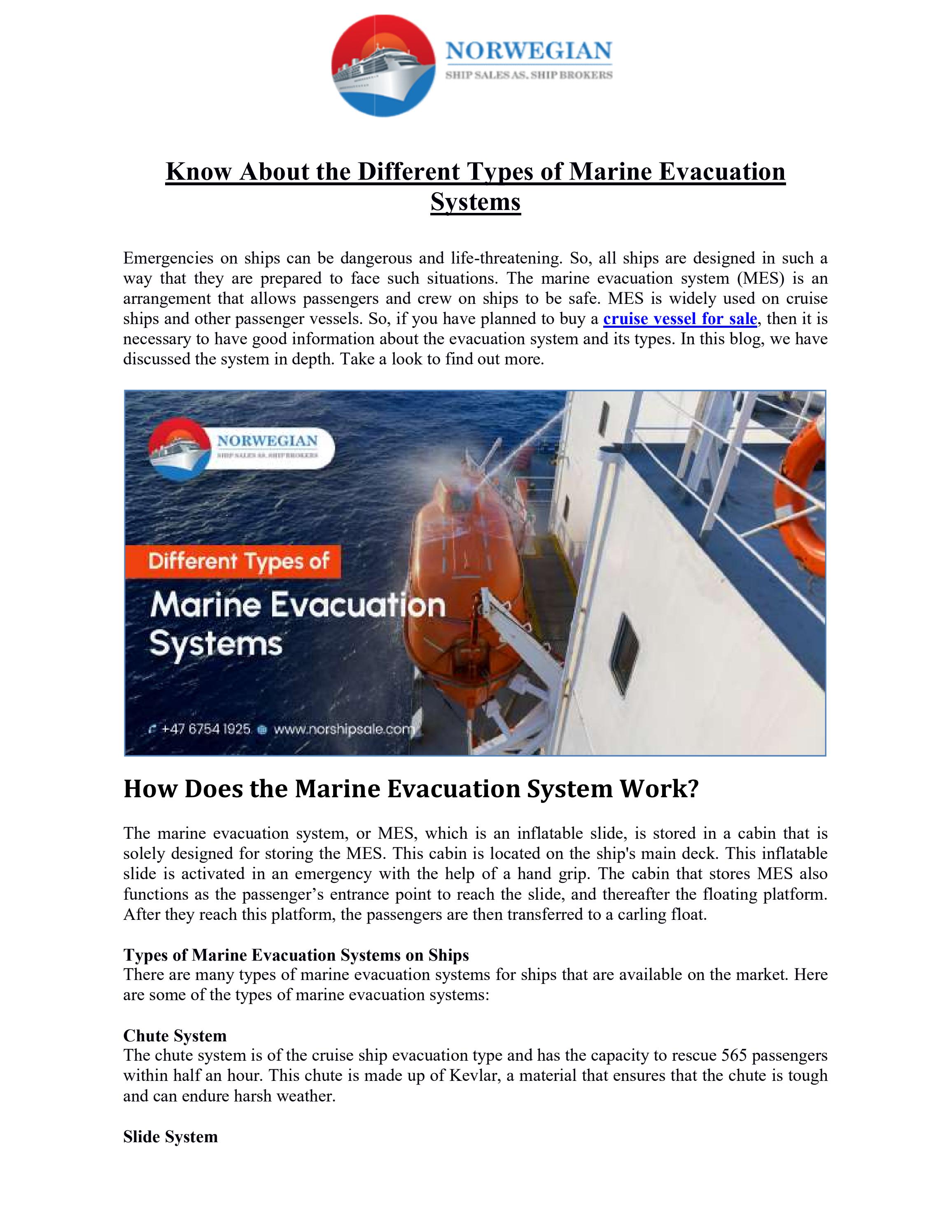 Know About the Different Types of Marine Evacuation Systems by OVE