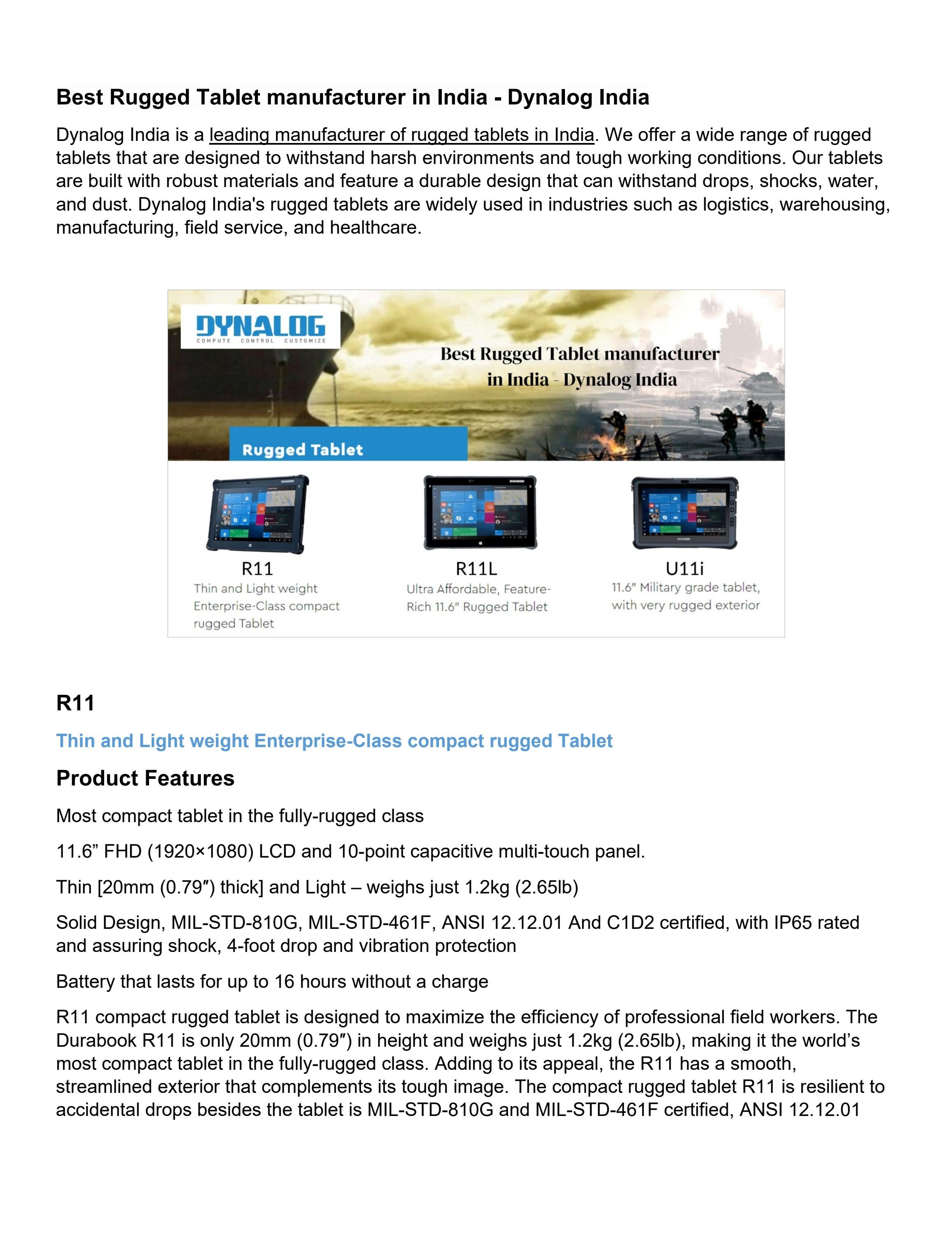 Best Rugged Tablet manufacturer in India Dynalog India by Dynalog