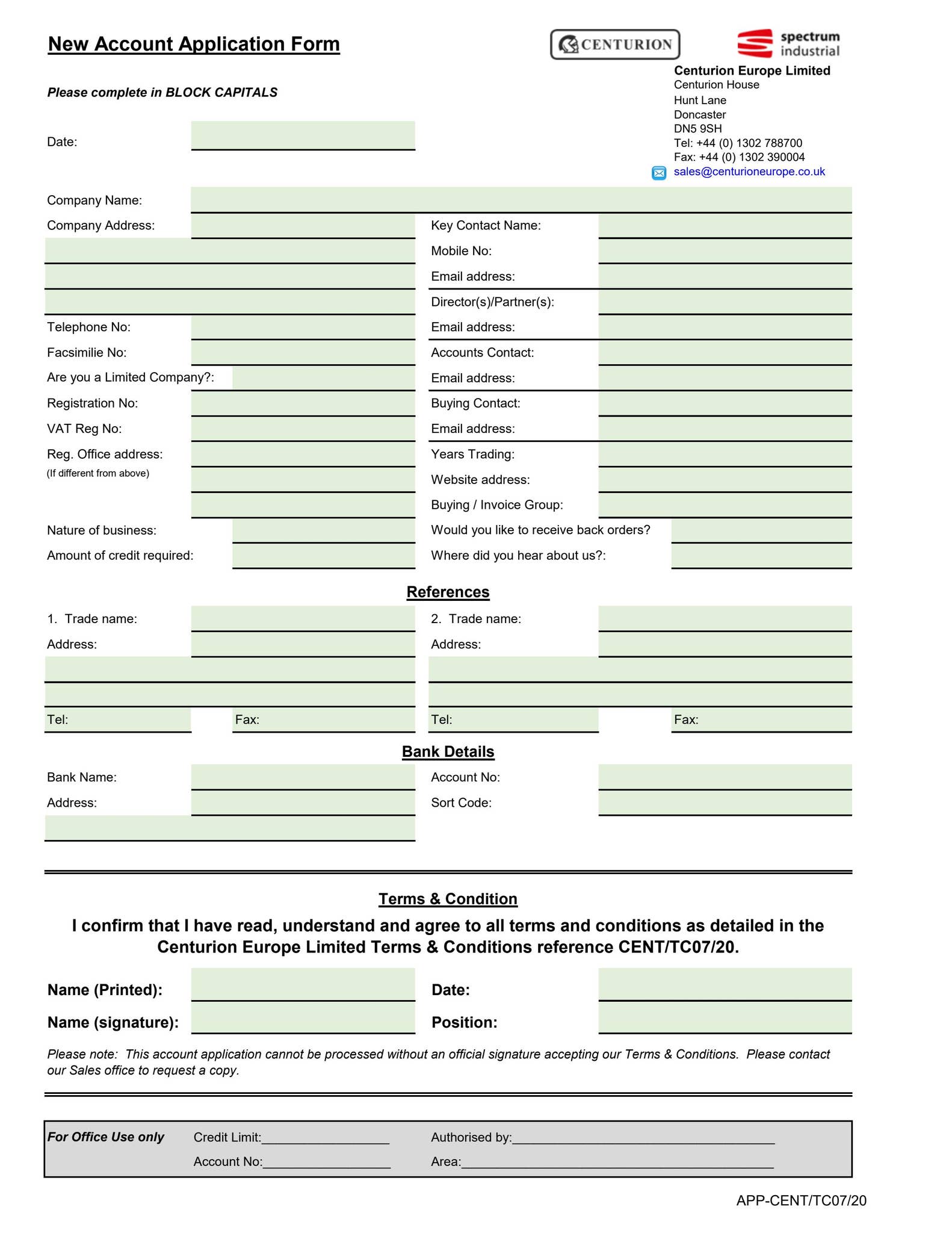 Trade Request Form Trade Account Request Form by Centurion Europe - Issuu