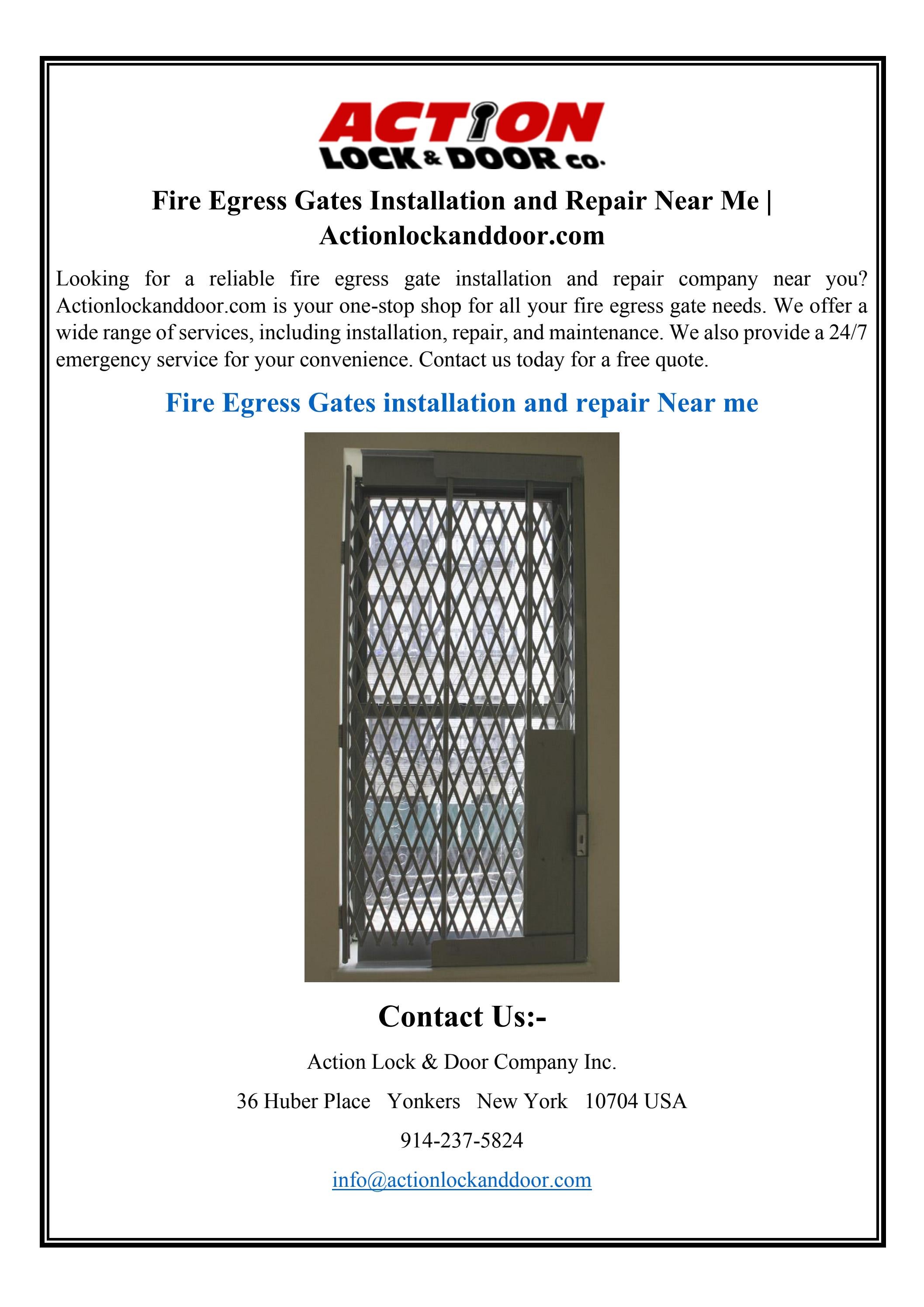 Fire Egress Gates Installation and Repair Near Me Actionlockanddoor