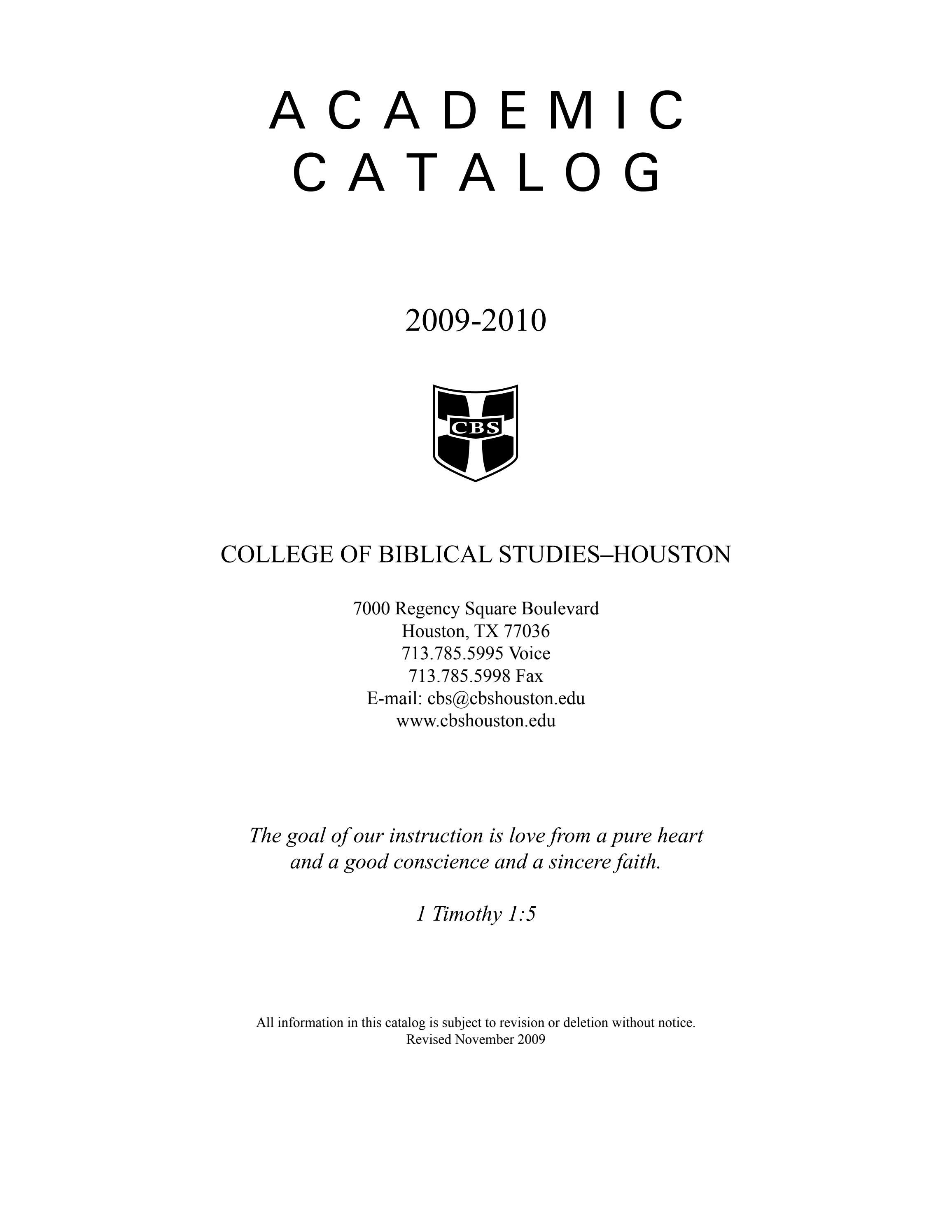Academic Catalog 20092010 by cbshouston Issuu