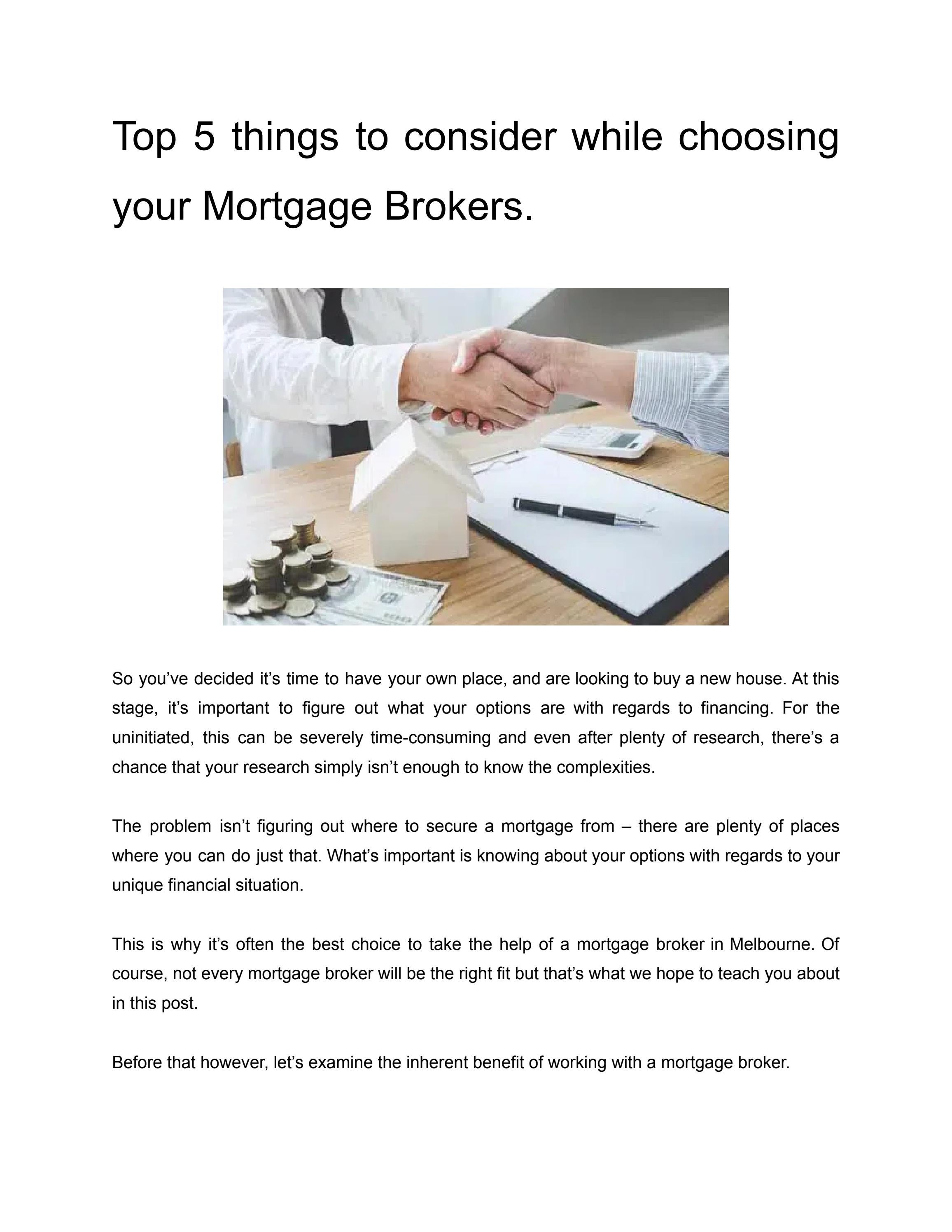 Top 5 things to consider while choosing your Mortgage Brokers. by kpartners Issuu