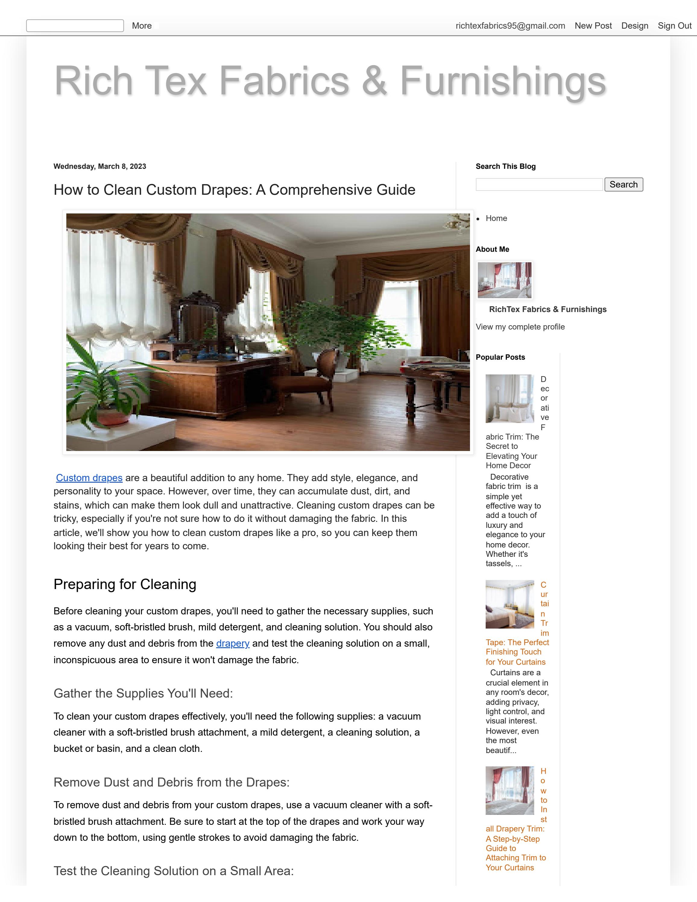 How to Clean Custom Drapes A Comprehensive Guide by Rich Tex Fabrics