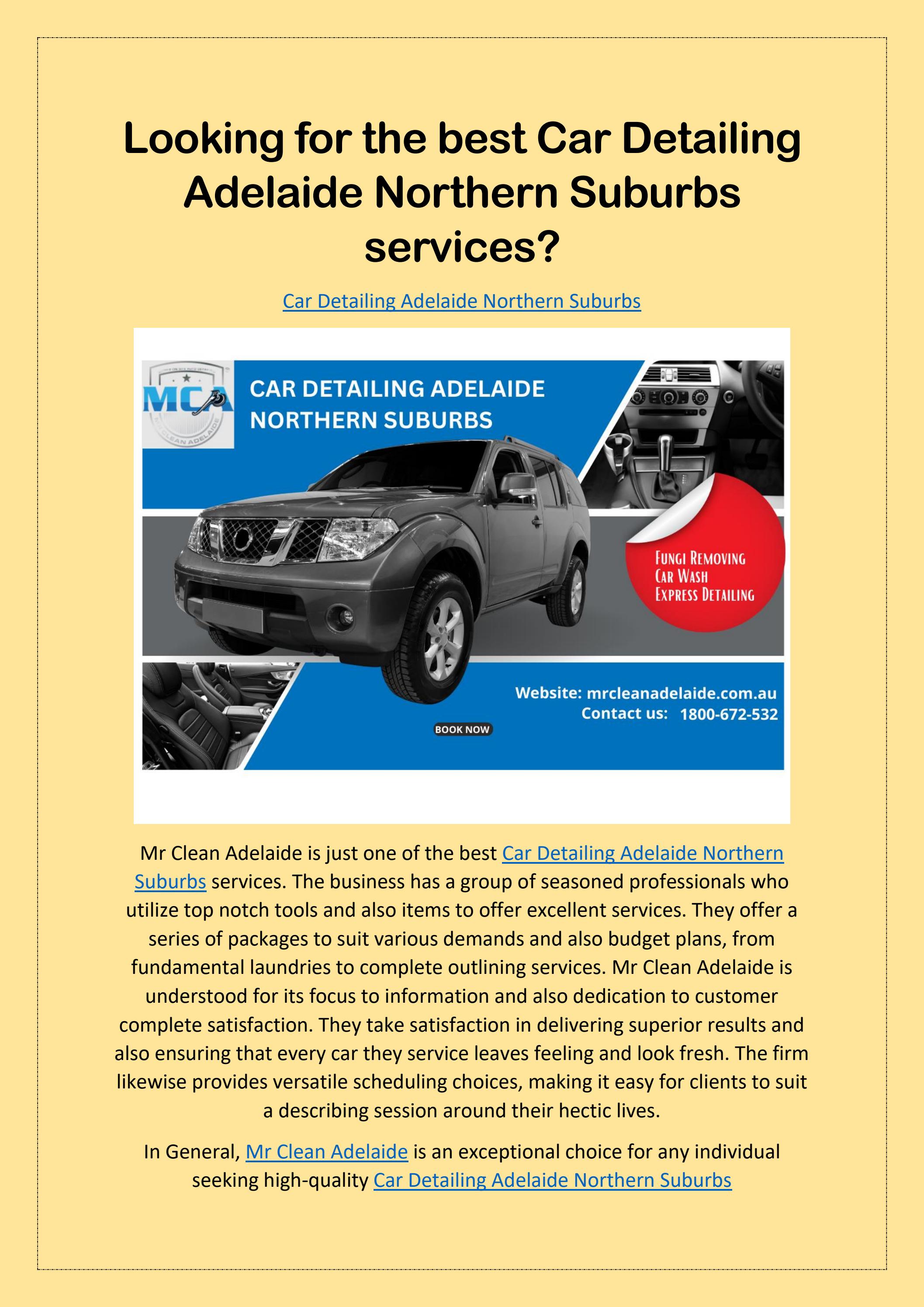 Looking for the best Car Detailing Adelaide Northern Suburbs services
