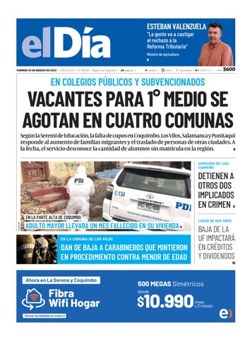 Cover of "Diario El Día - 10 Marzo 2023"