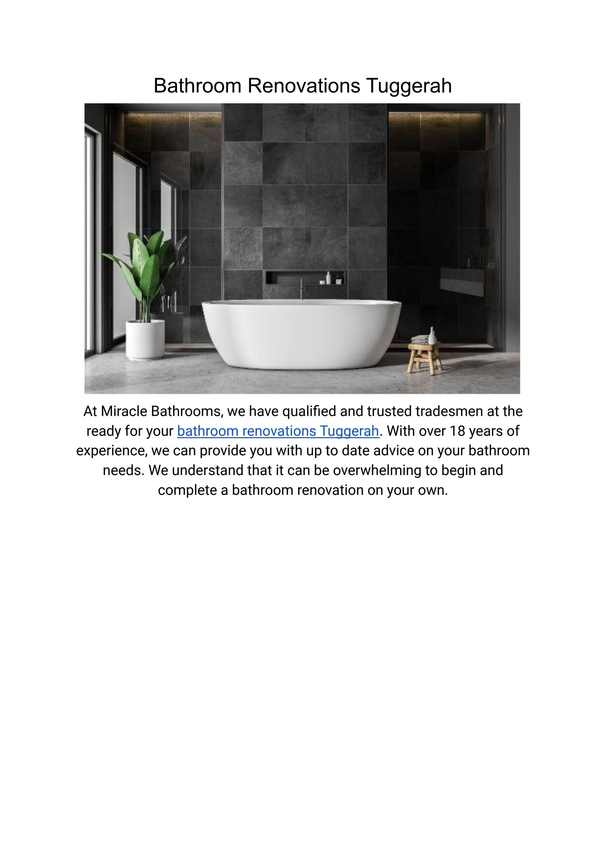 Bathroom Renovations Tuggerah by Miracle Bathrooms Issuu