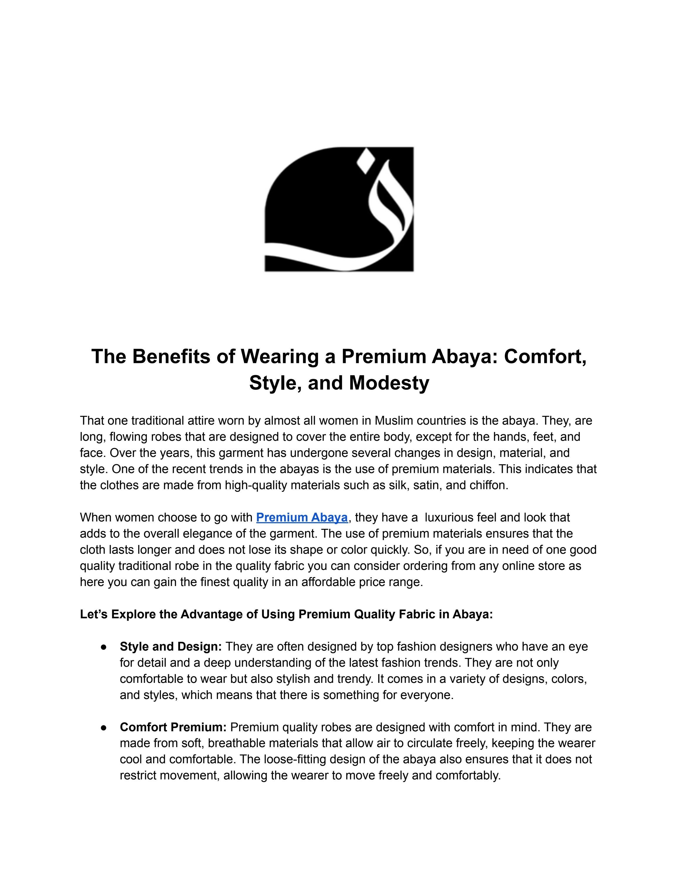 The Benefits of Wearing a Premium Abaya Comfort, Style, and Modesty by