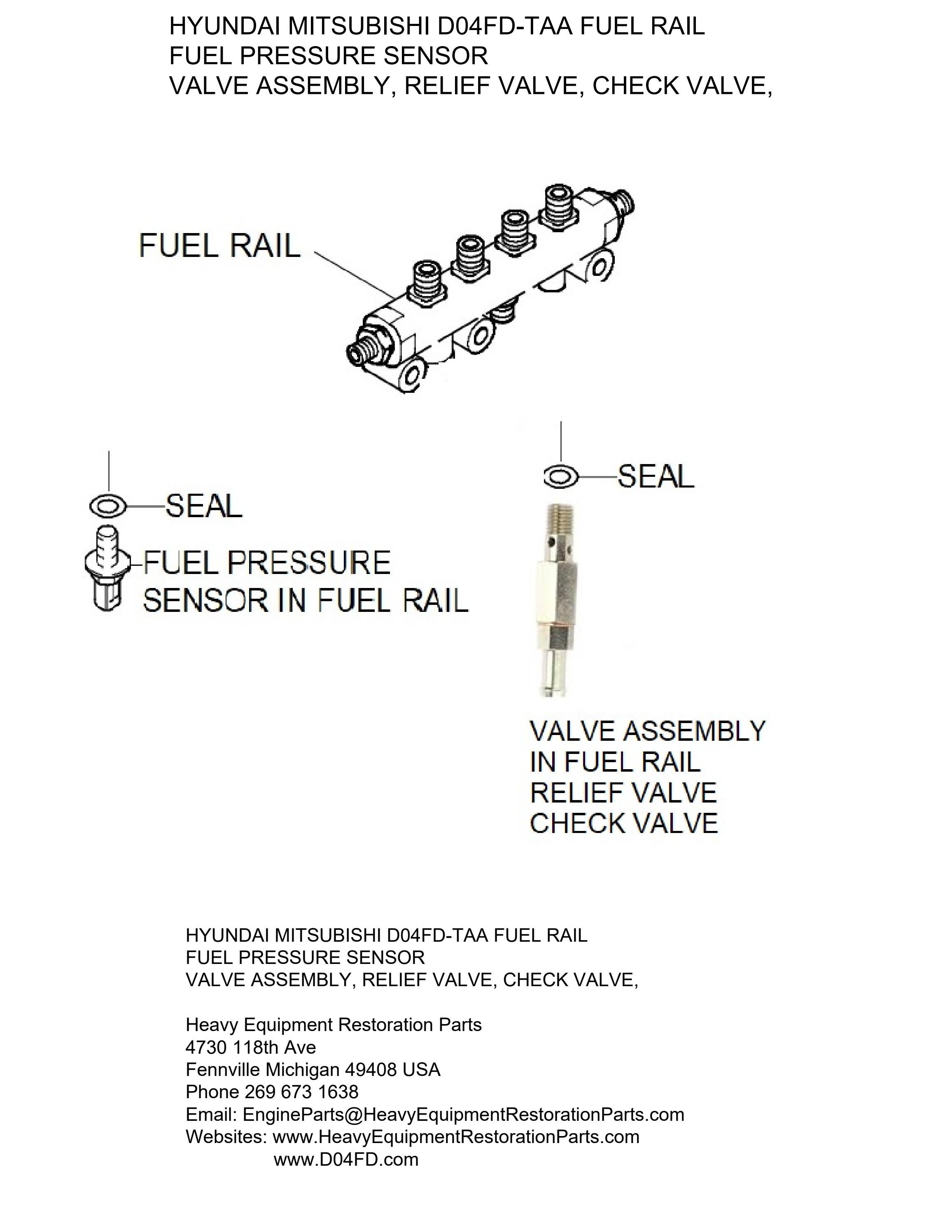 Hyundai Mitsubishi D04FDTAA FUEL PRESSURE SENSOR IN FUEL RAIL by