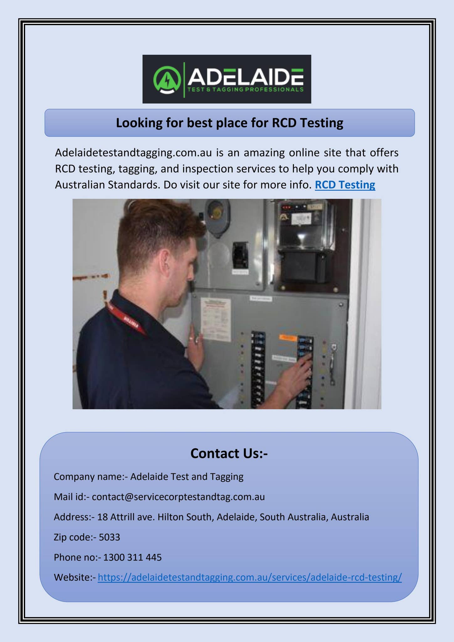 Looking for best place for RCD Testing by Adelaide Test and Tagging - Issuu