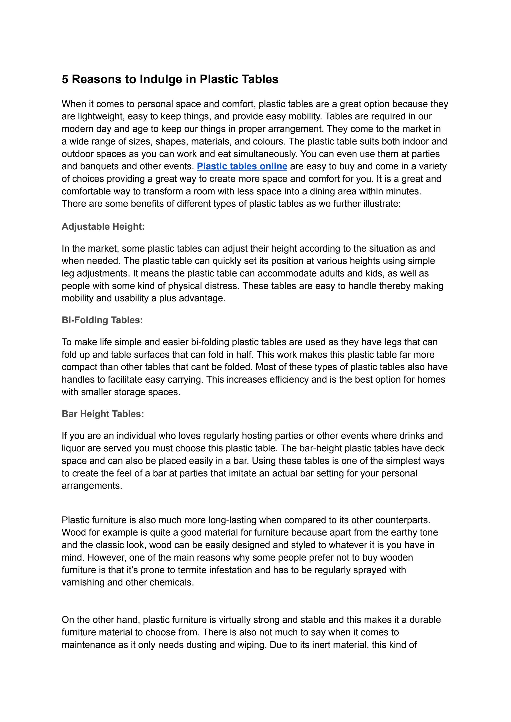 5 Reasons to Indulge in Plastic Tables by mango chairs Issuu