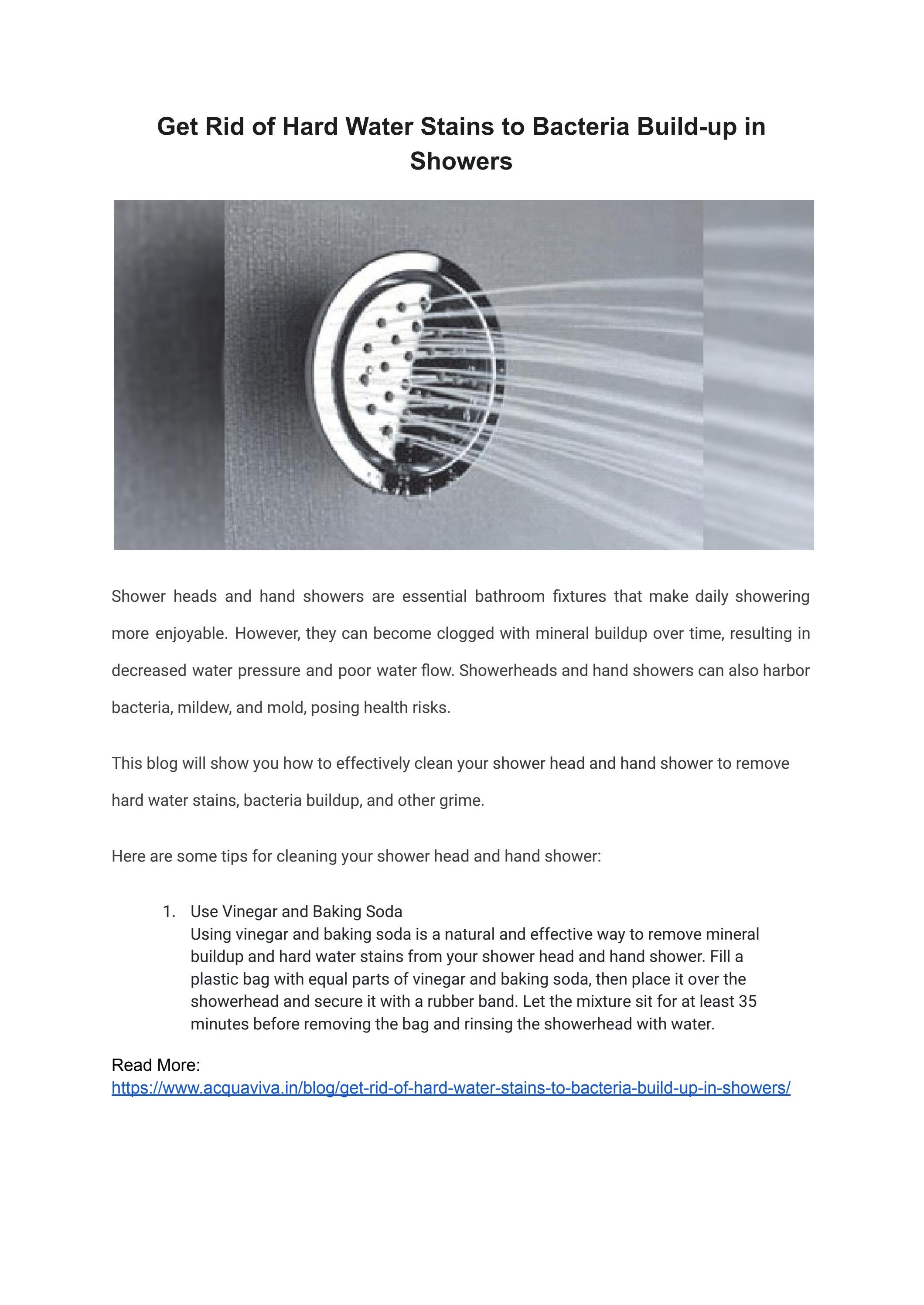 Get Rid of Hard Water Stains to Bacteria Buildup in Showers by acqua