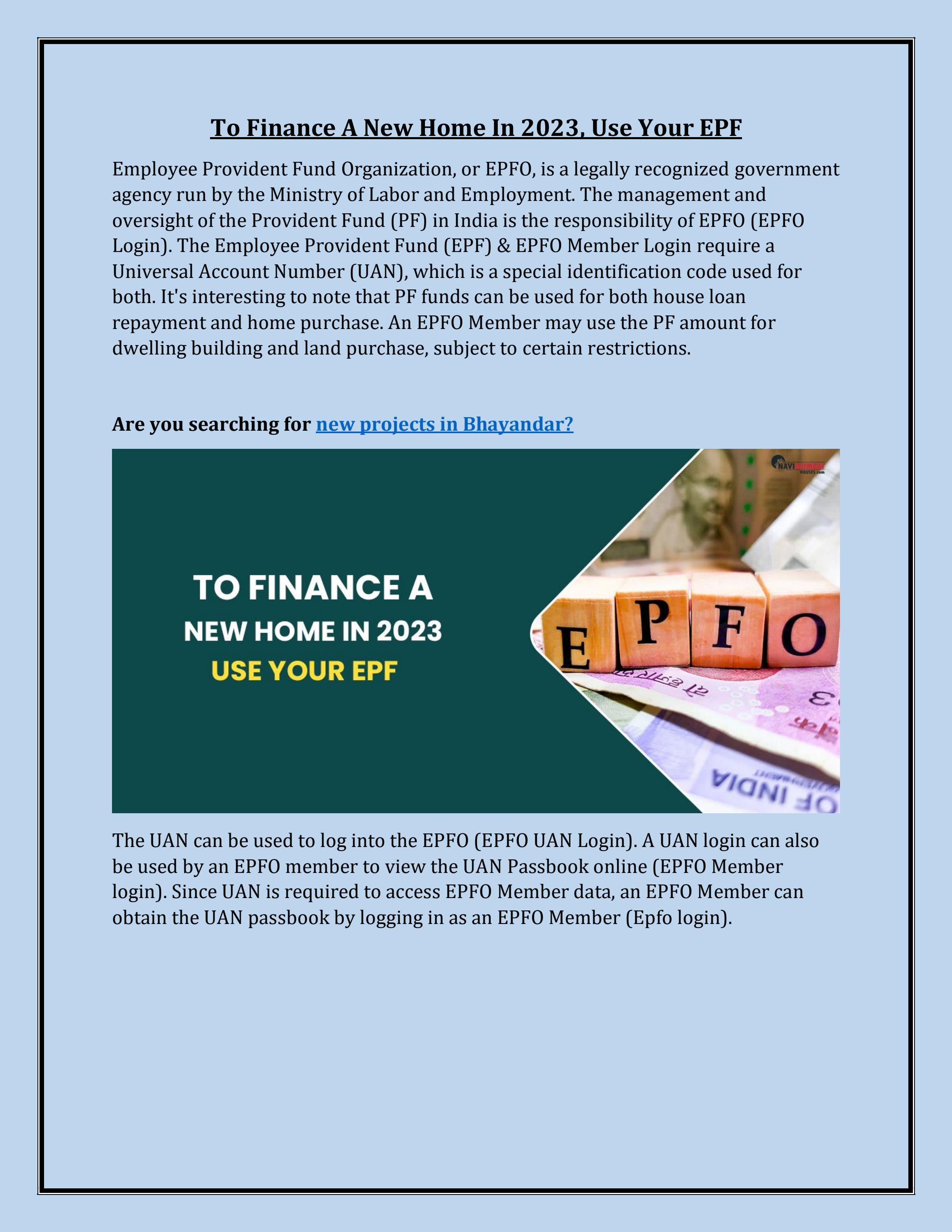 To Finance A New Home In 2023, Use Your EPF by yamuna navimumbaihouses