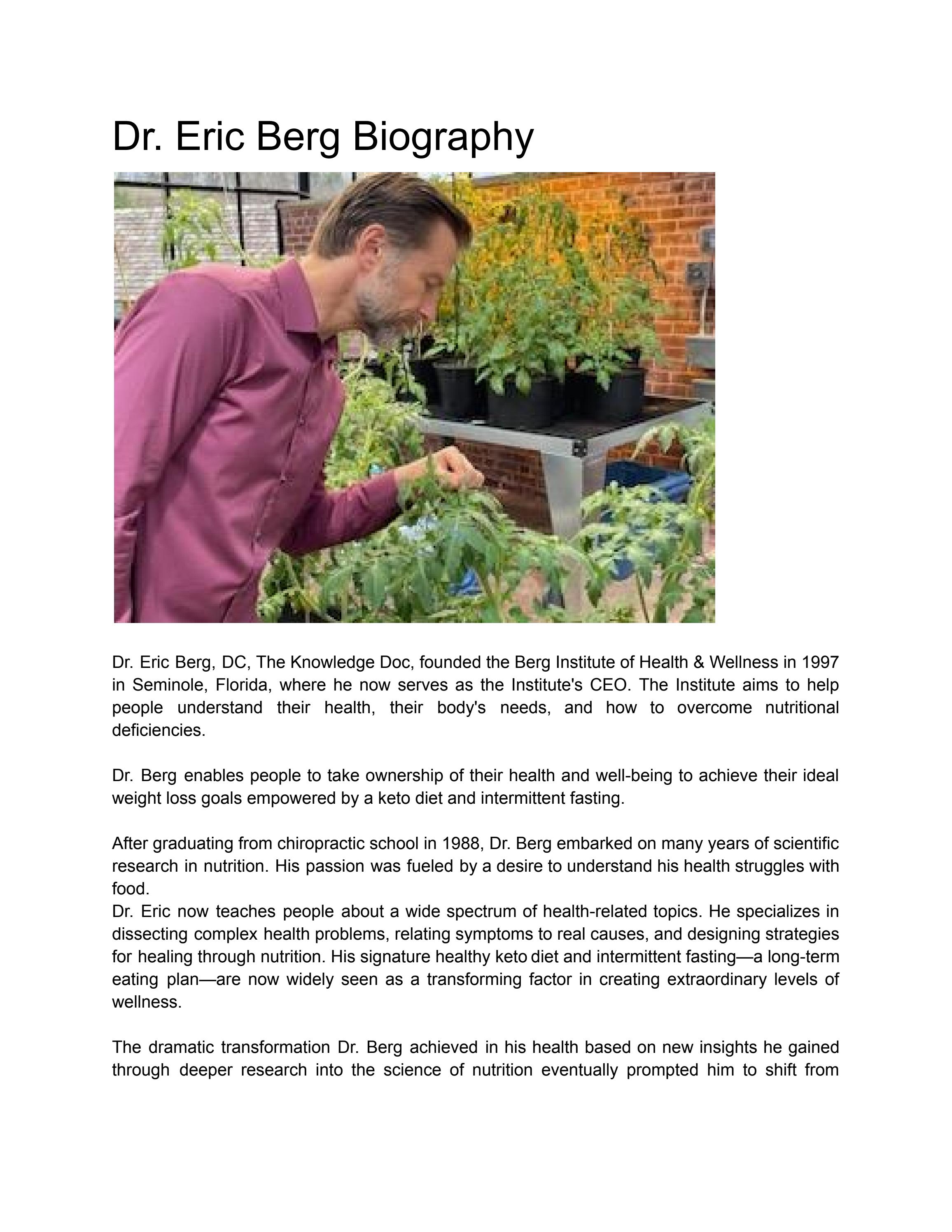 Dr. Eric Berg Biography by Dr. Eric Berg Scientology - Issuu