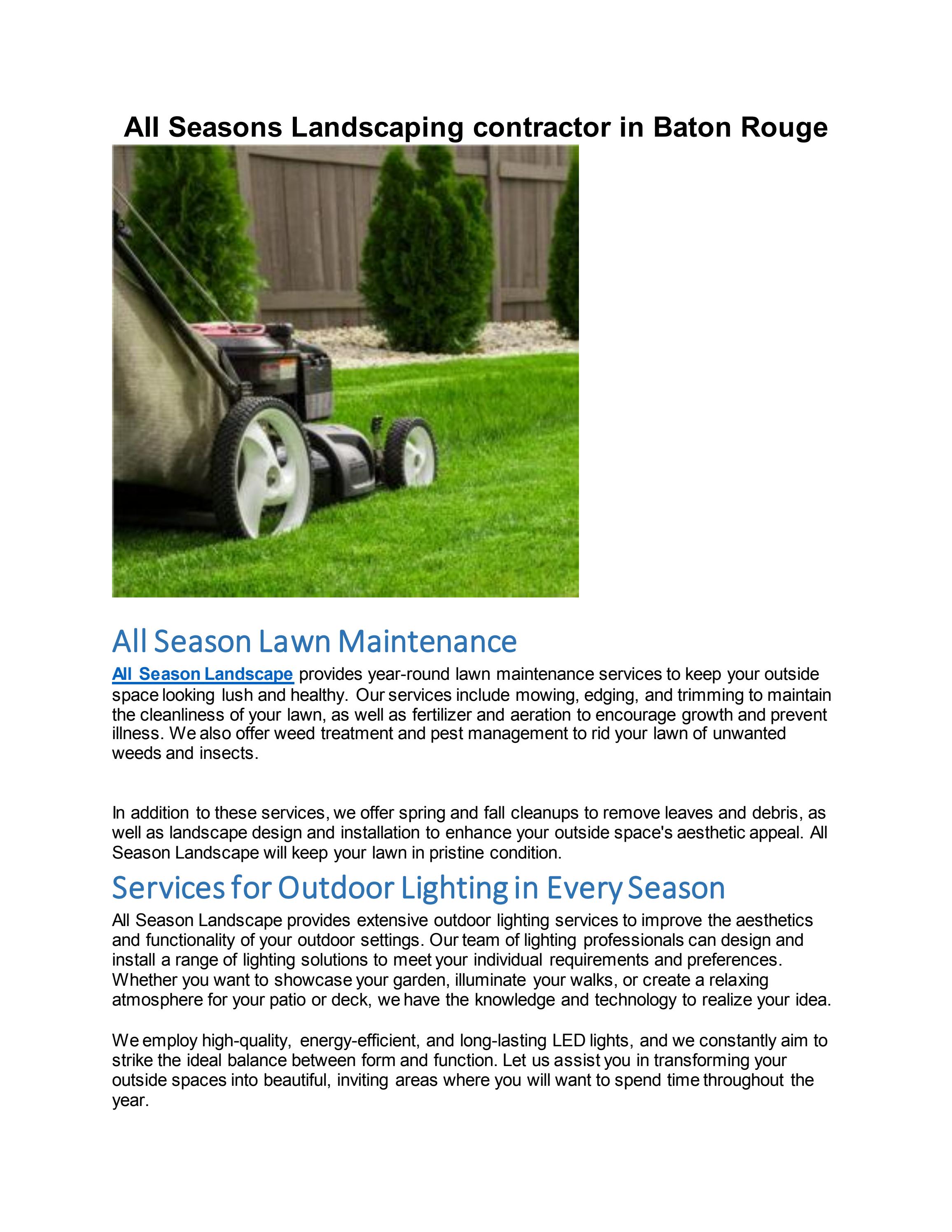 All Seasons Landscaping Contractor In Baton Rouge by All Seasons