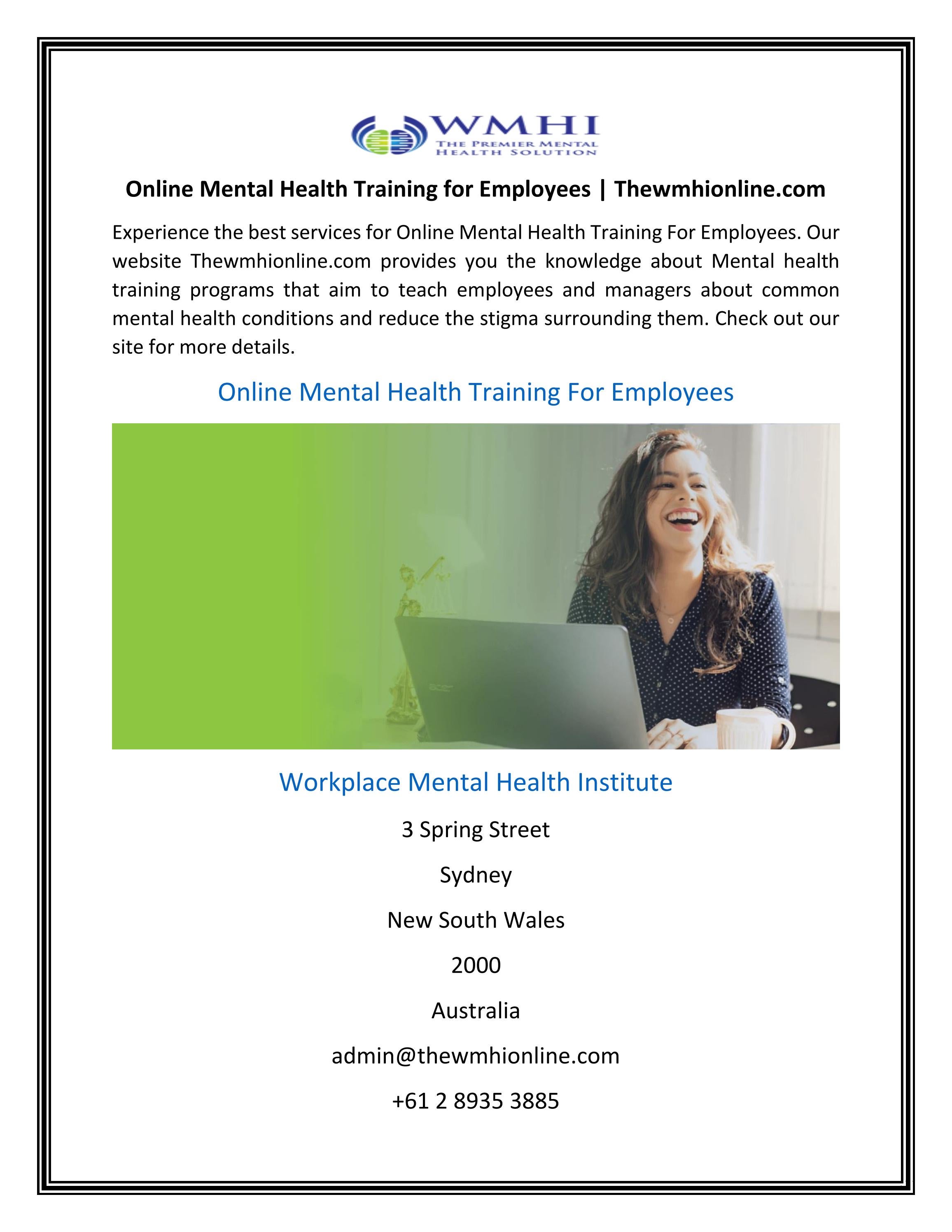 Online Mental Health Training For Employees Thewmhionline By