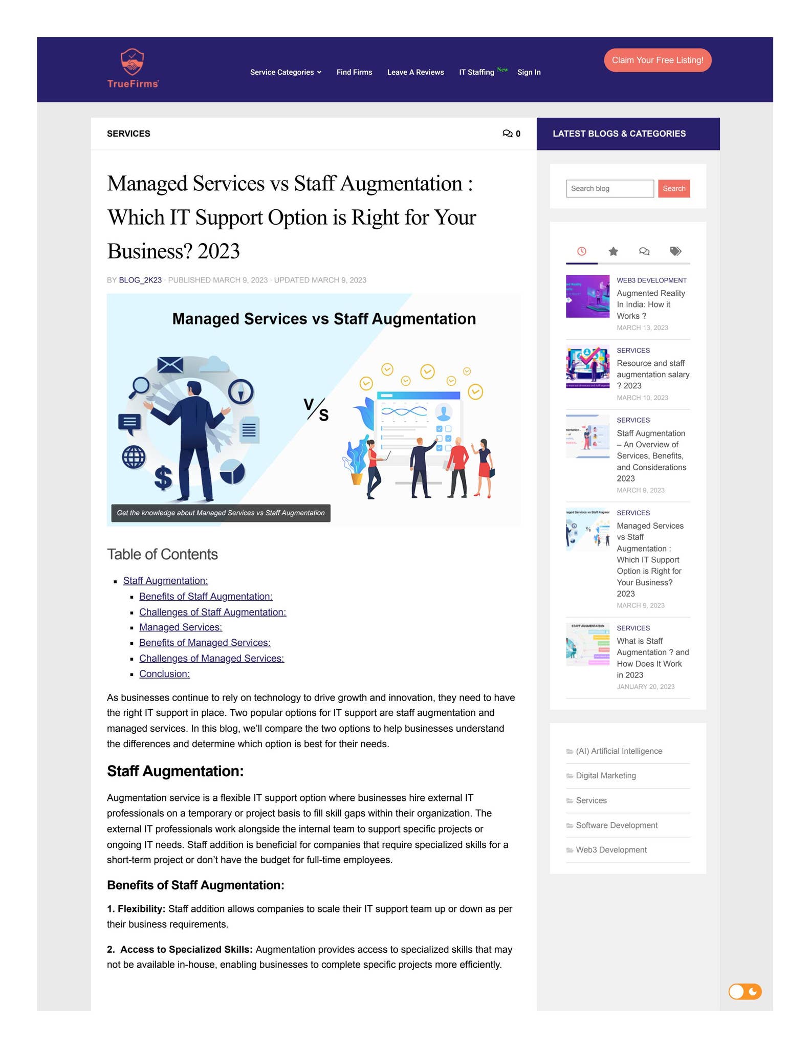 Managed Services vs Staff Augmentation : Which IT Support Option is ...