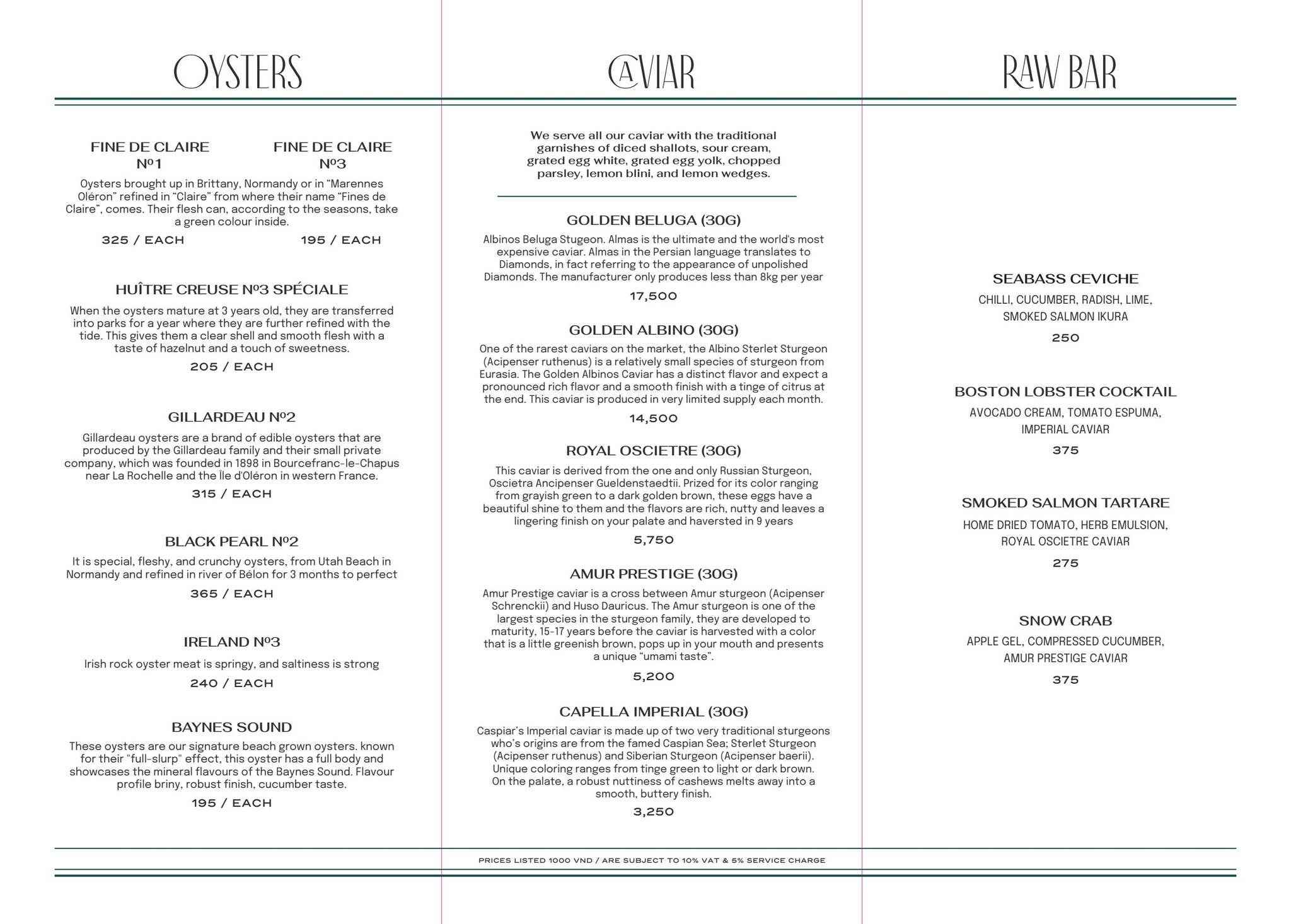 [THR] Oyster Bar Menu | 2023 by Capella Hotel Group - Issuu