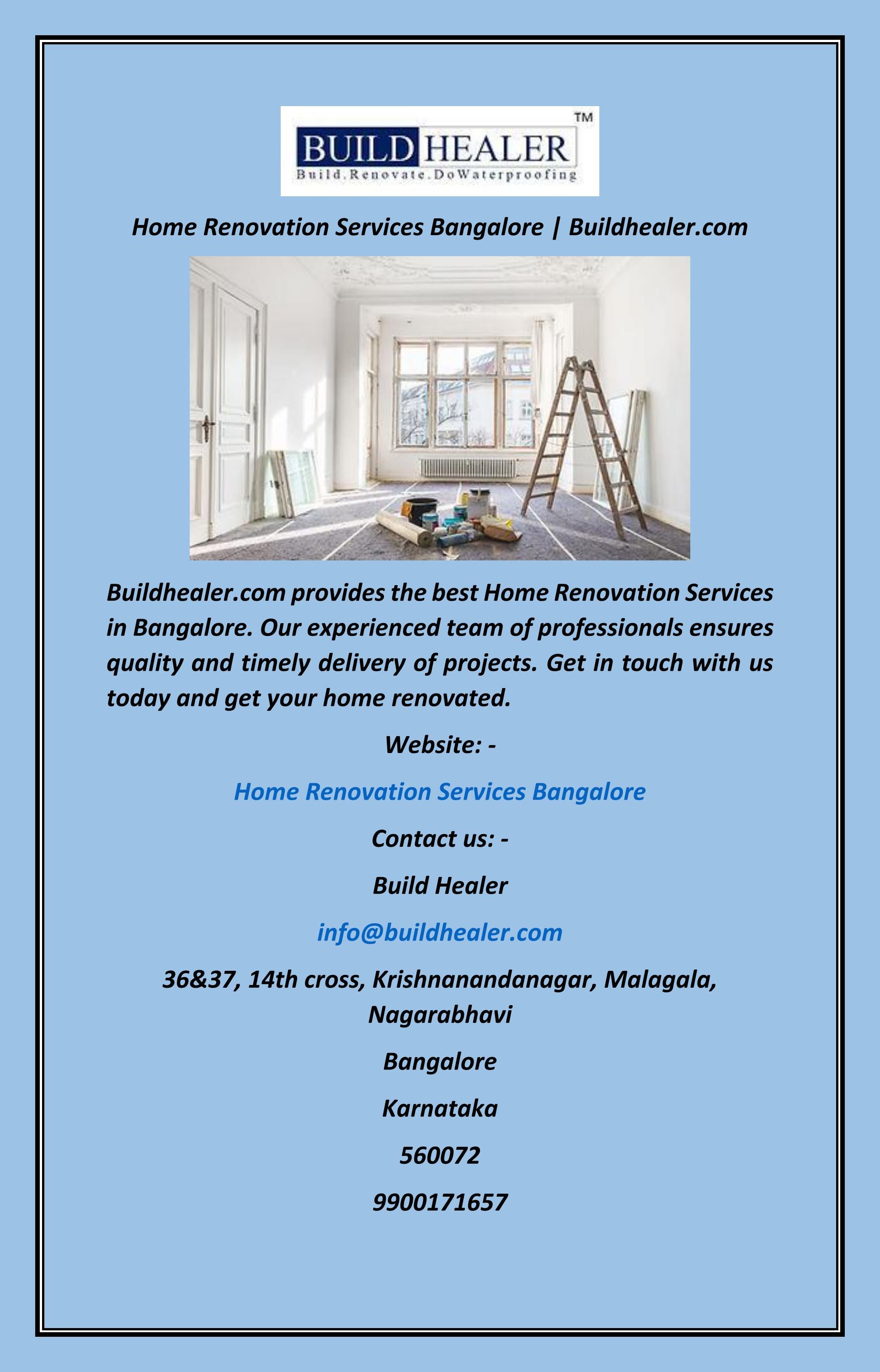 Home Renovation Services Bangalore by Build Healer
