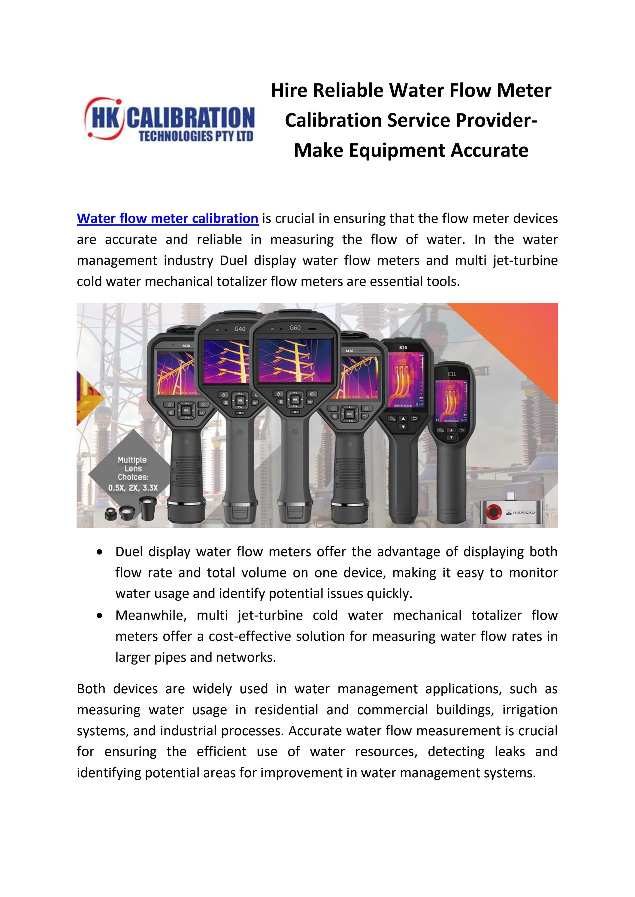 Hire Reliable Water Flow Meter Calibration Service Provider Make Equipment Accurate by