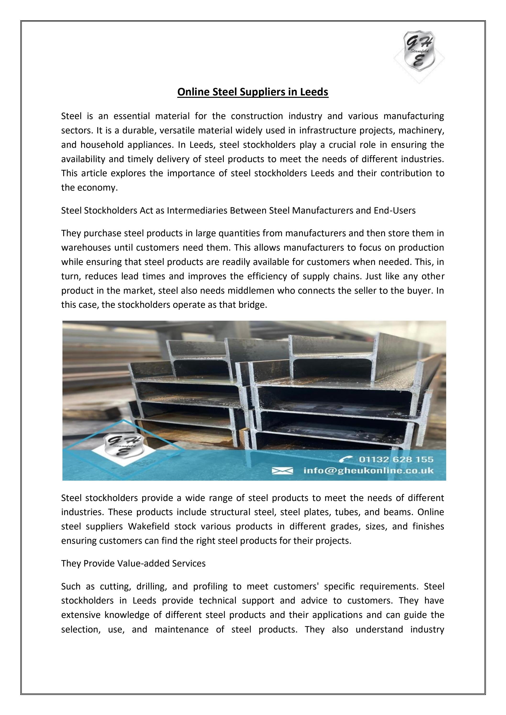 Online Steel Suppliers in Leeds by GHE Stansfeld UK Ltd Issuu