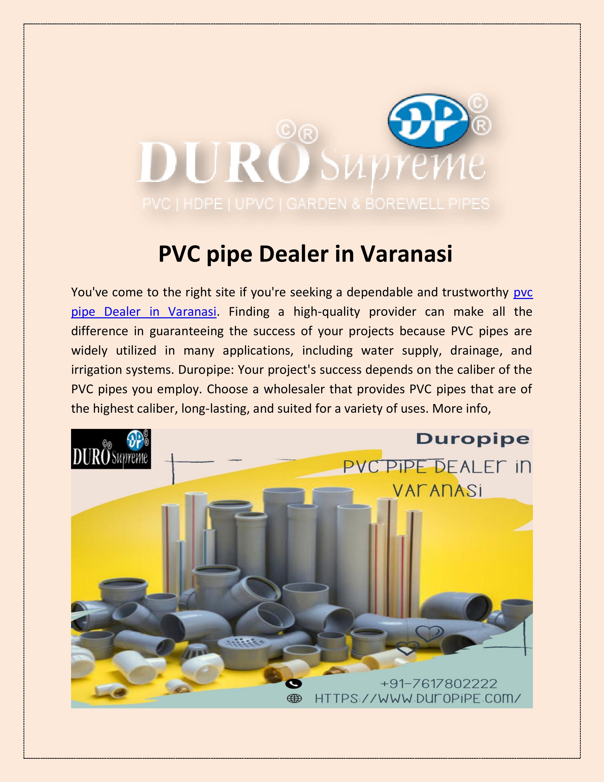PVC pipe Dealer in Varanasi by duro pipe Issuu
