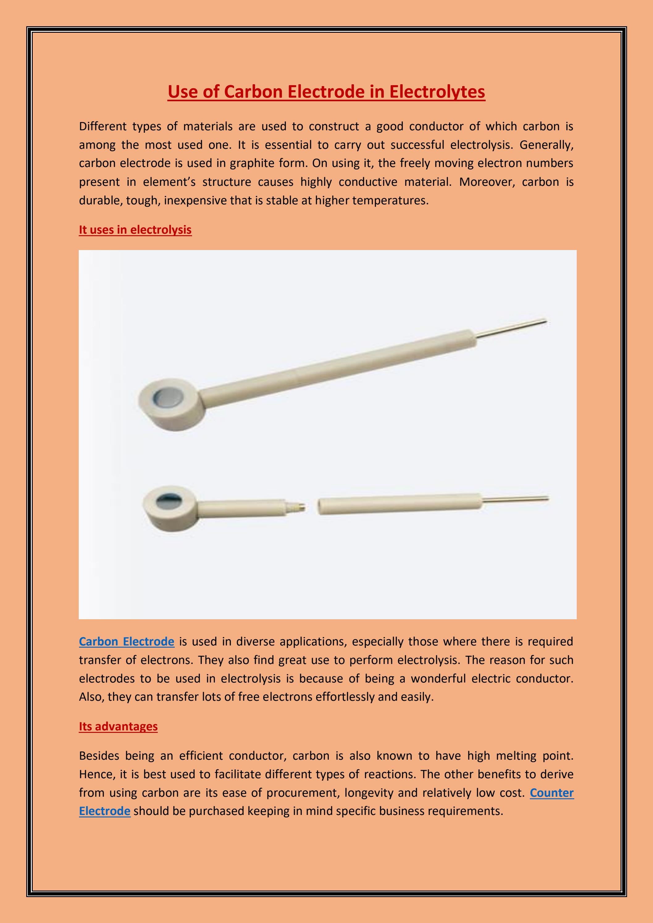 Use of Carbon Electrode in Electrolytes by dekresearch Issuu